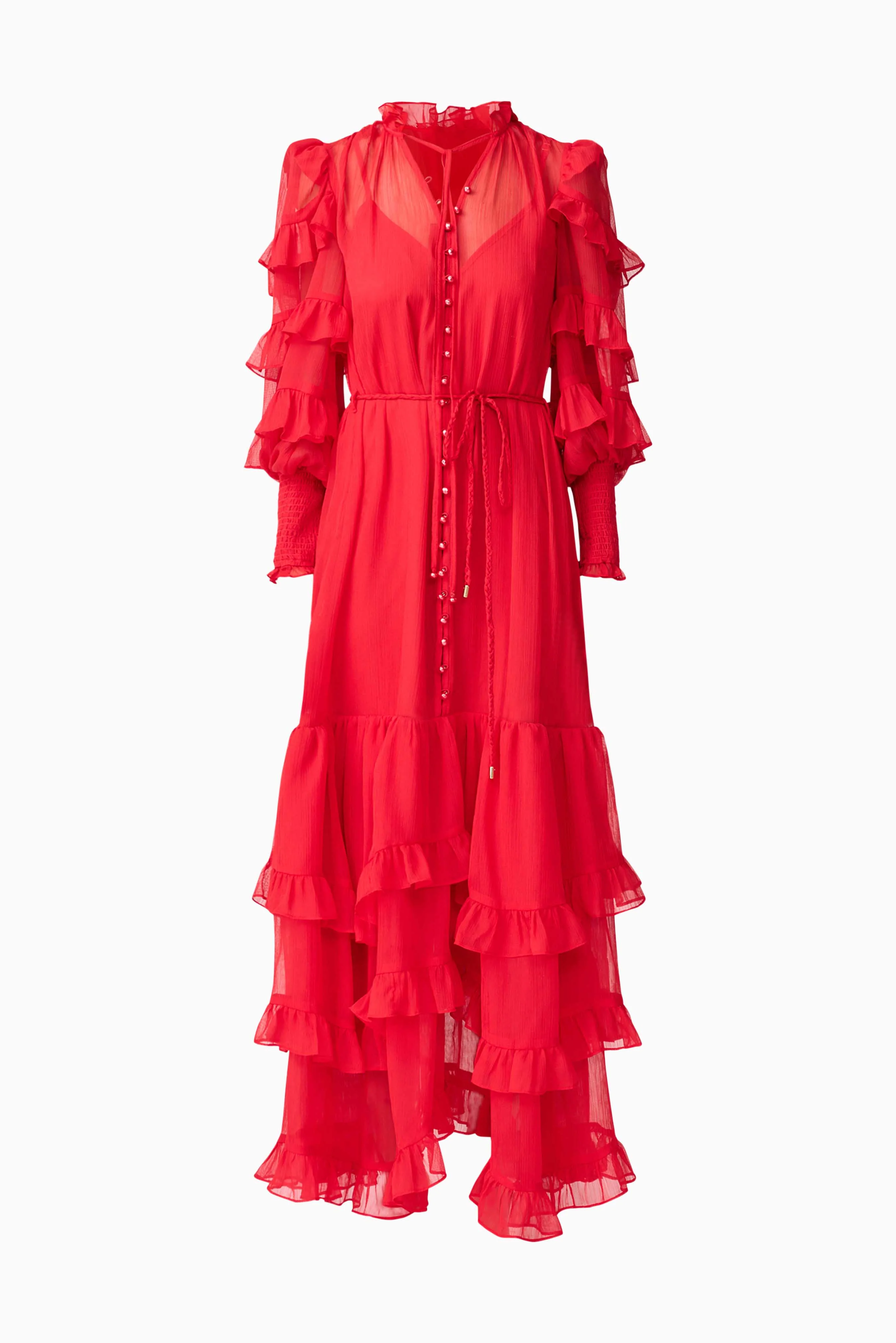 Lilja Long Sleeve Maxi Dress in Red