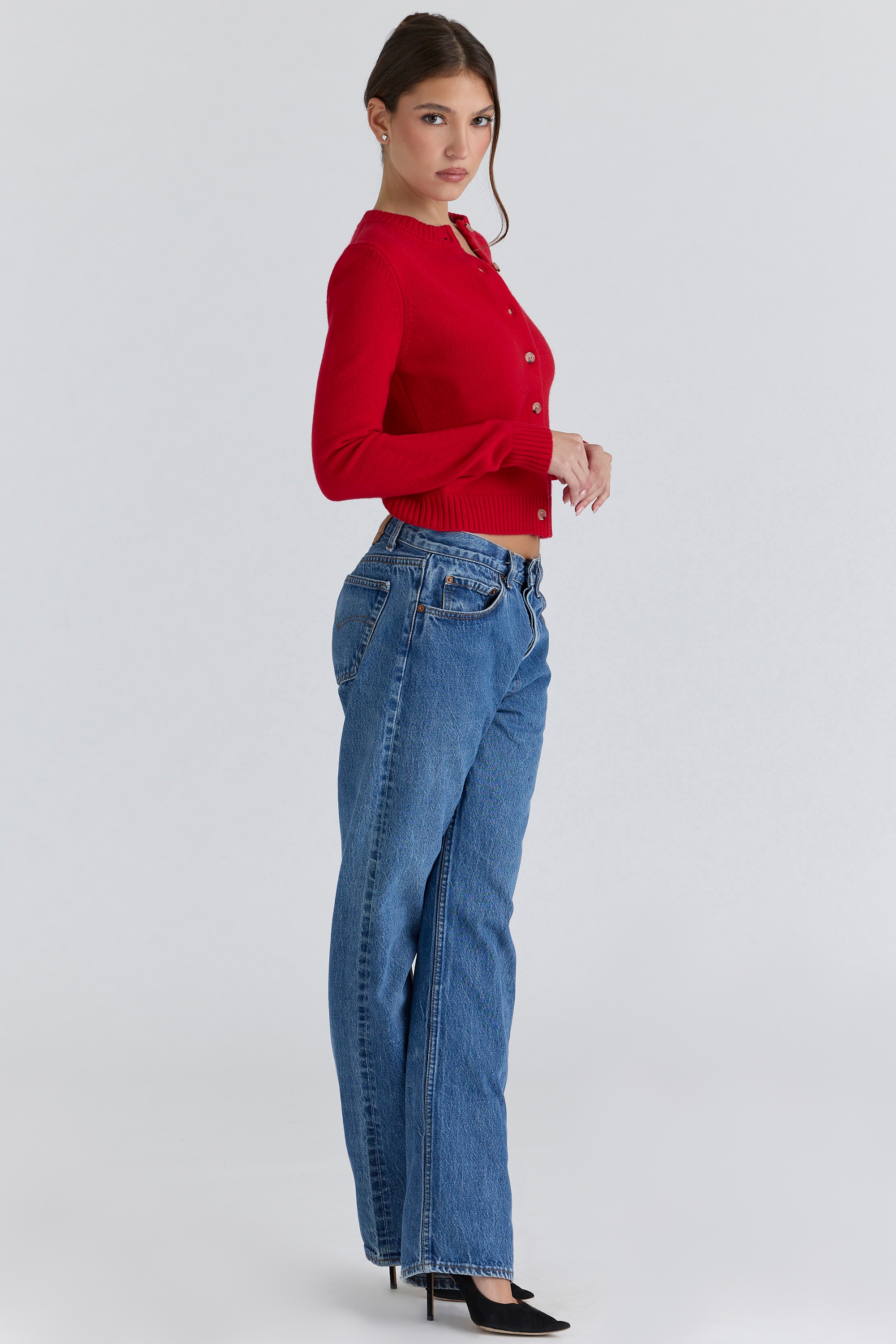 Red Cashmere + Merino Wool Cardigan