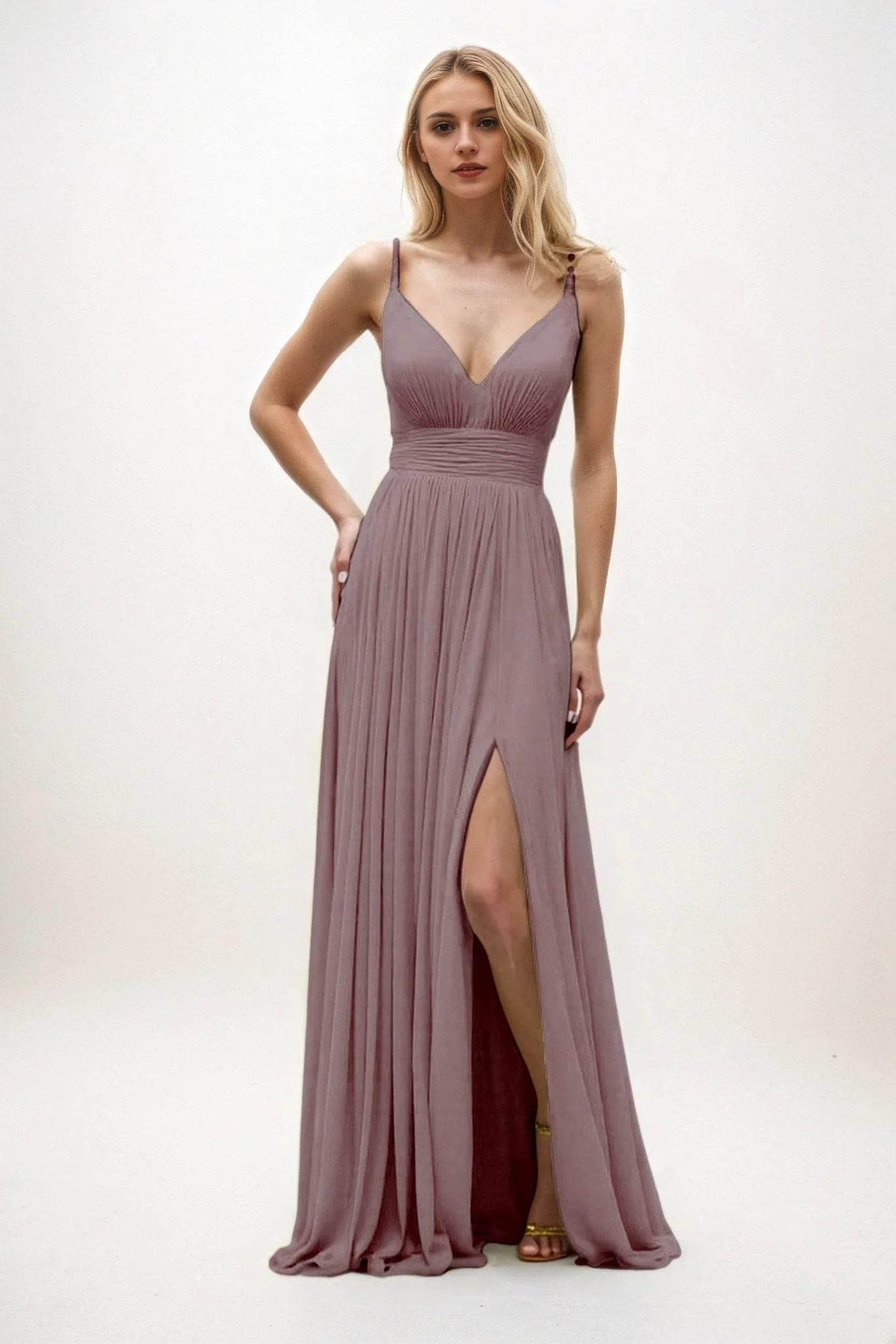 A-Line Maxi Chiffon Bridesmaid Dress CB0825