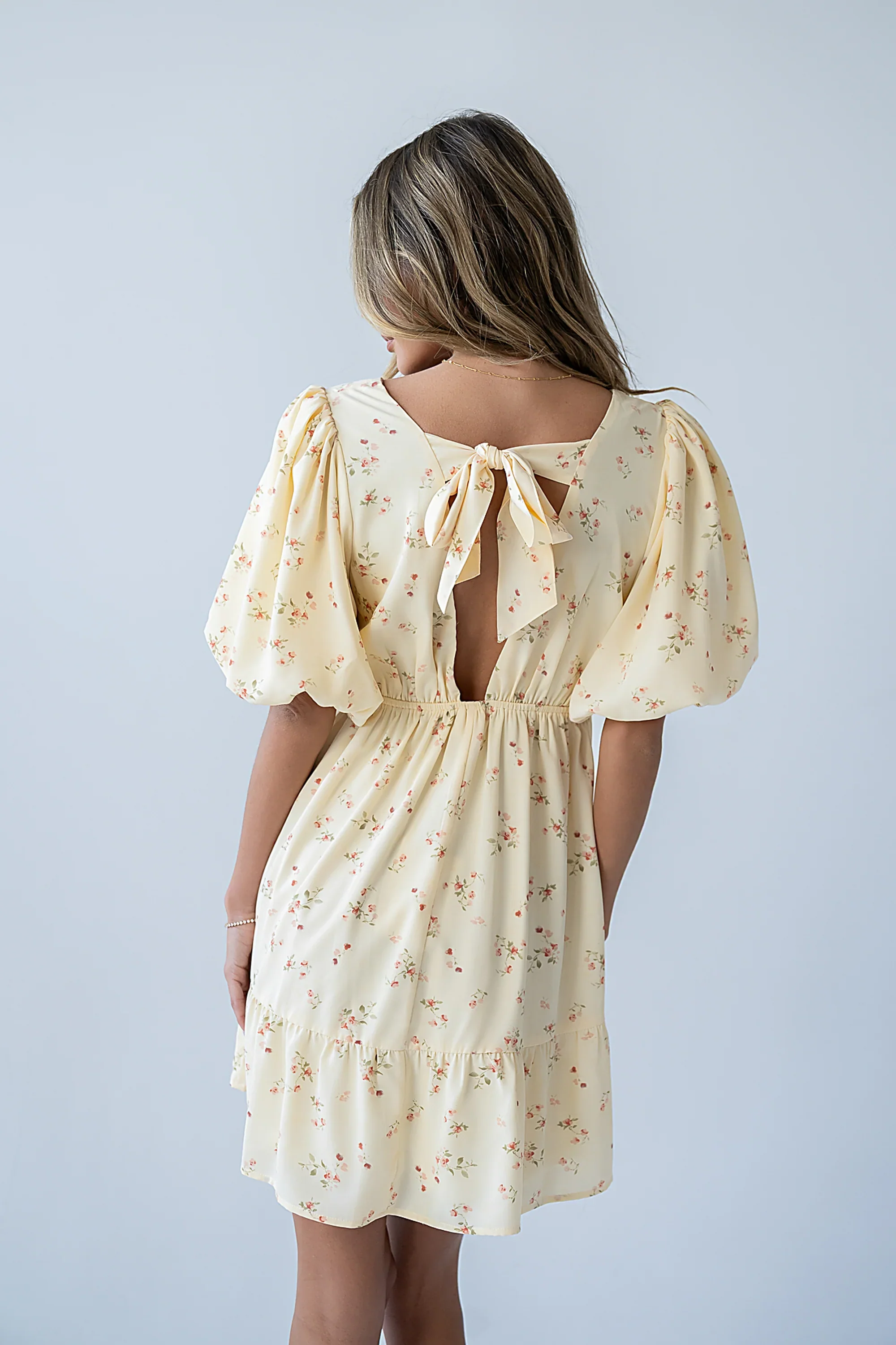 Lizzy Floral Mini Dress in Yellow