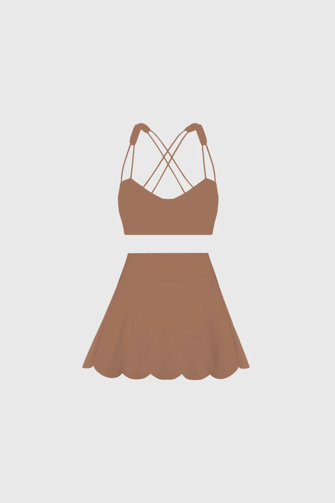 WISKII Strappy Bra & High-Waist A-line Tennis Skirt