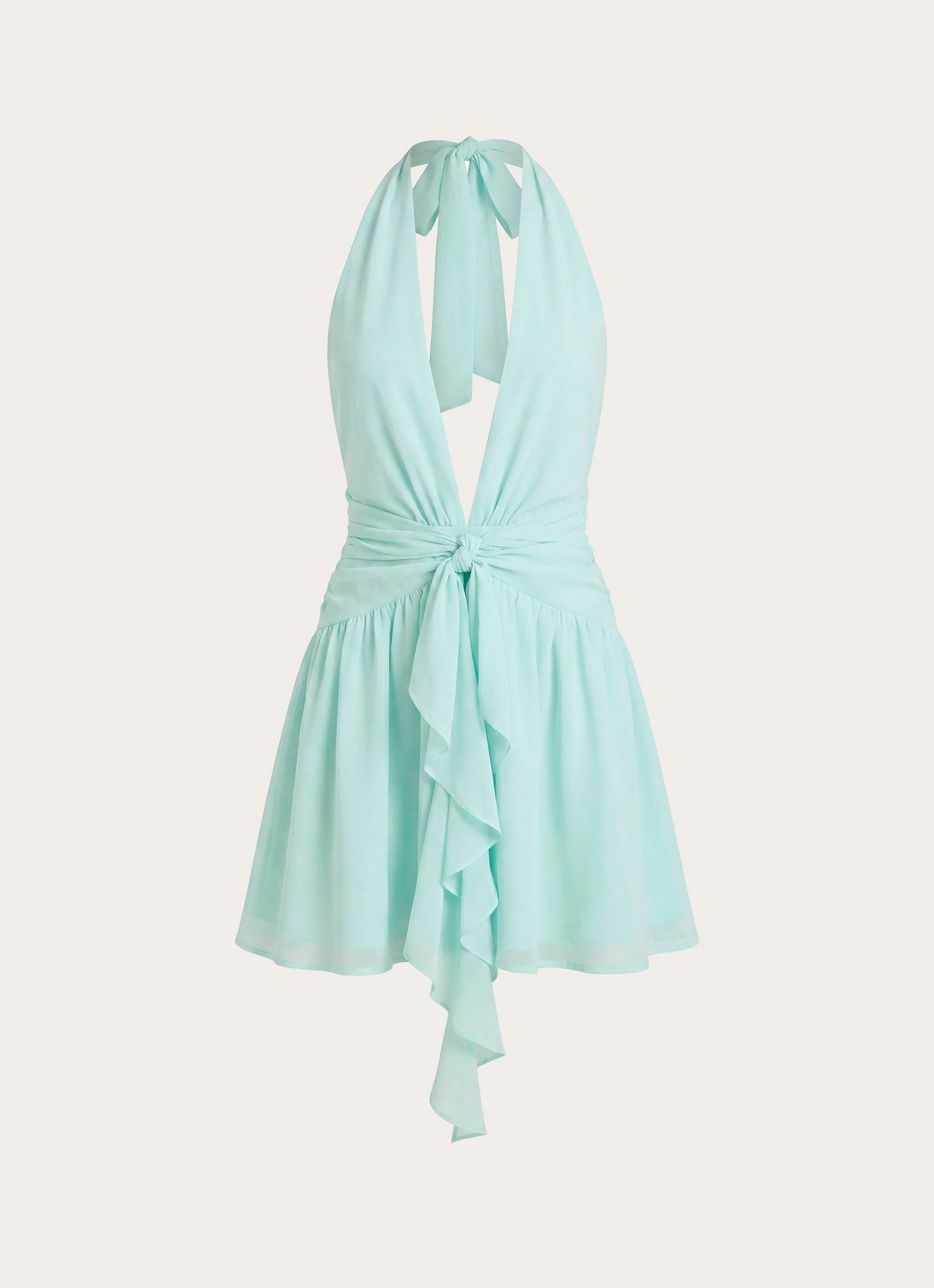 Guide You Halter Neck Mini Dress - Aqua