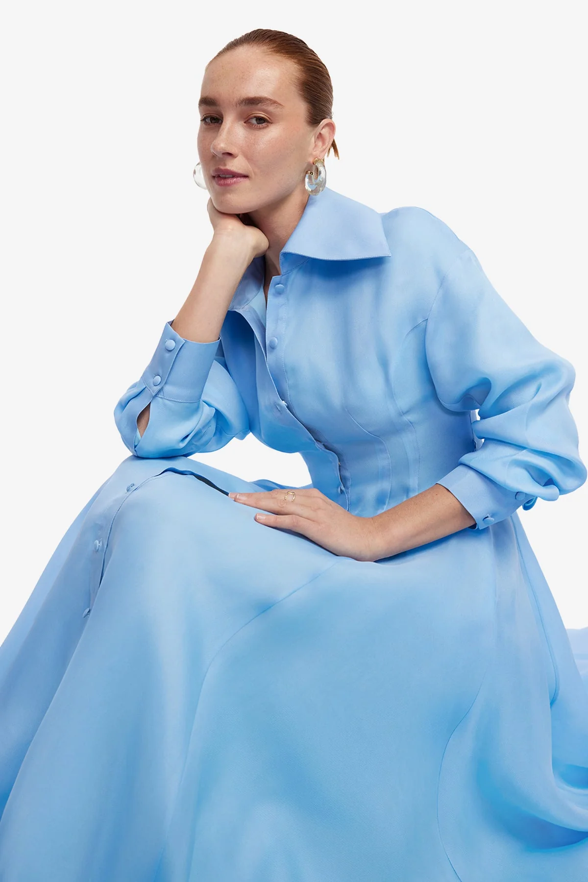 Josephine Silk Gown - Pastel Blue