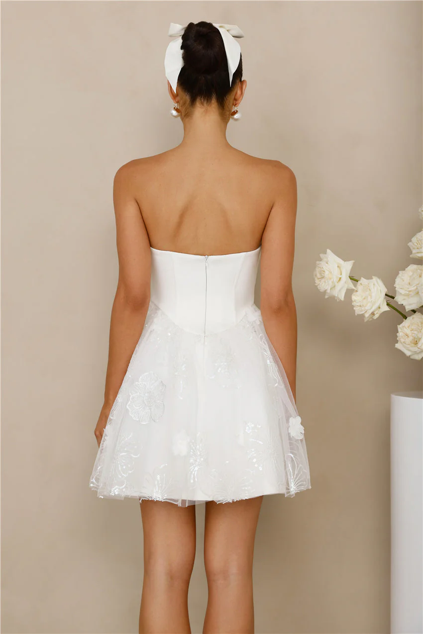 Crowned Aesthetic Strapless Mini Dress White - luluinthesky
