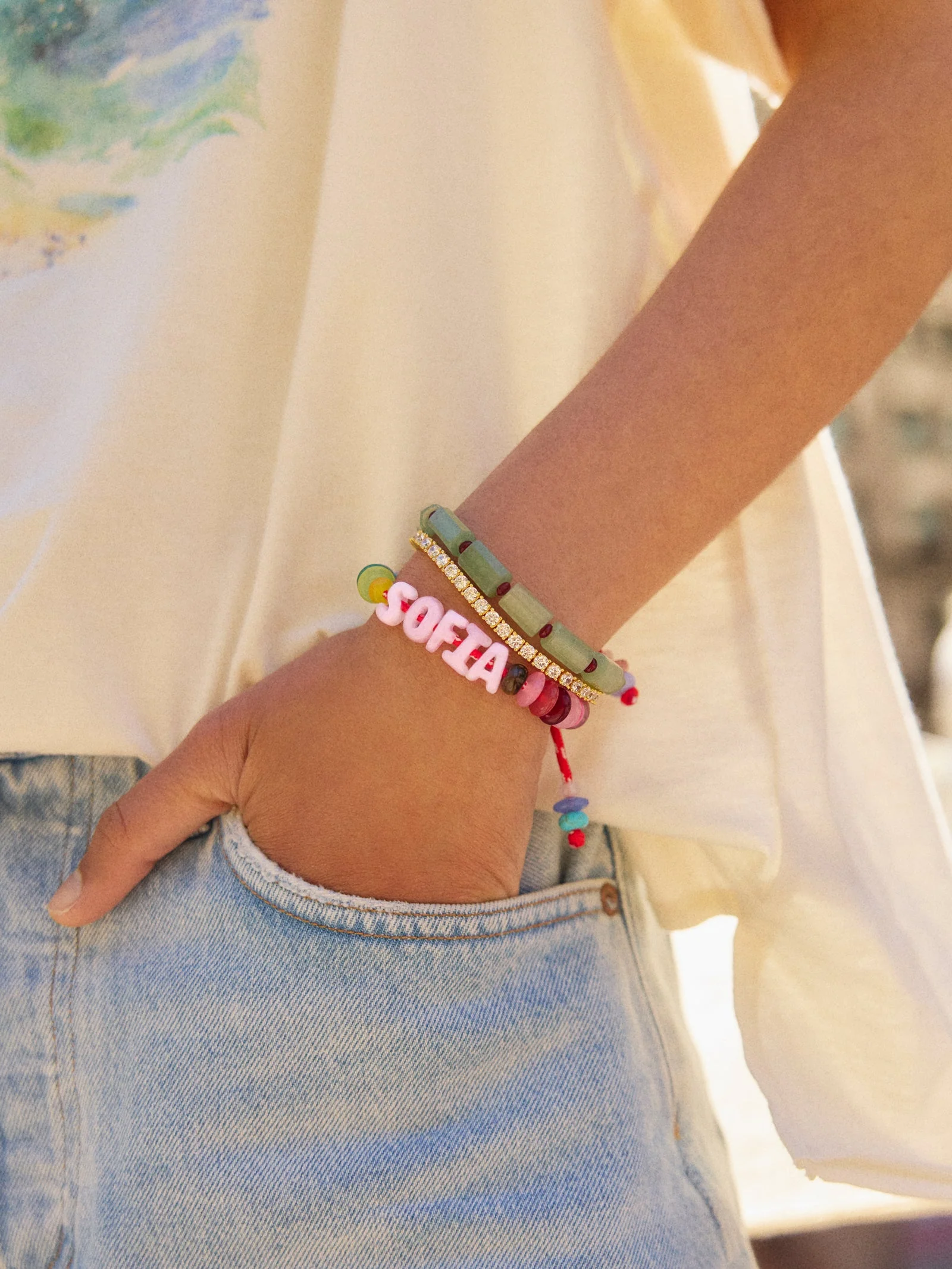 Wear Everywhere Waterproof Custom Bracelet - Light Multi/Pink