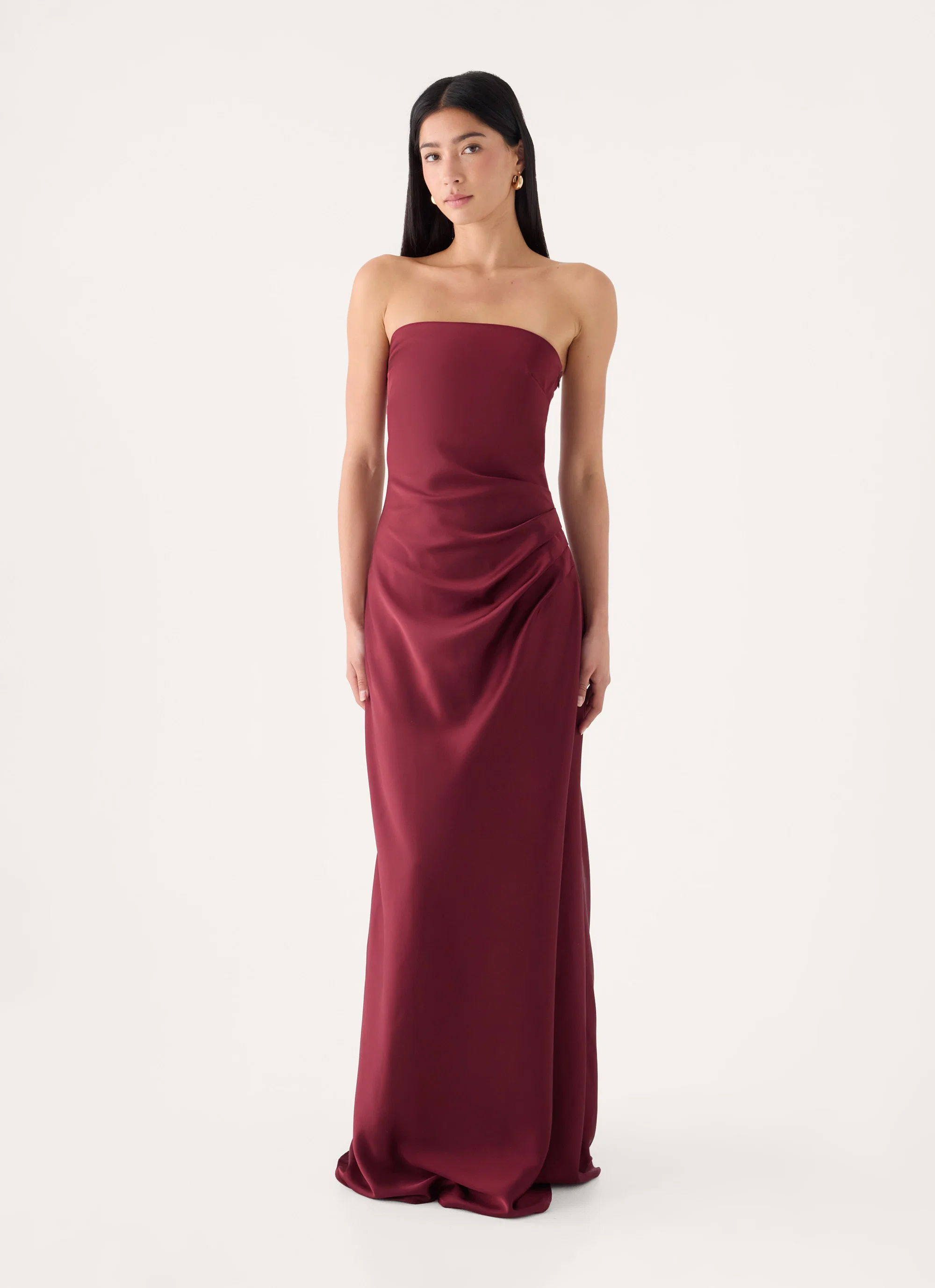 Rinari Strapless Maxi Dress - Maroon - FASHION NOB