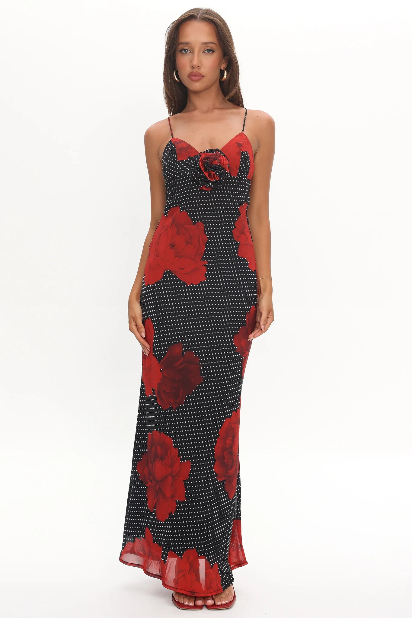 High Roller Rosette Maxi Dress Print Black - luluinthesky