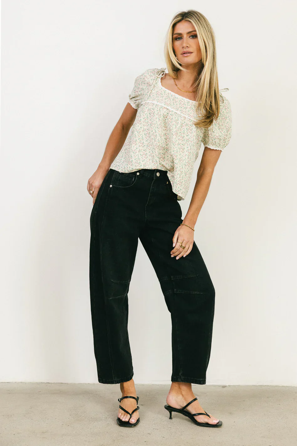 Peony Lace Trim Blouse in Blush