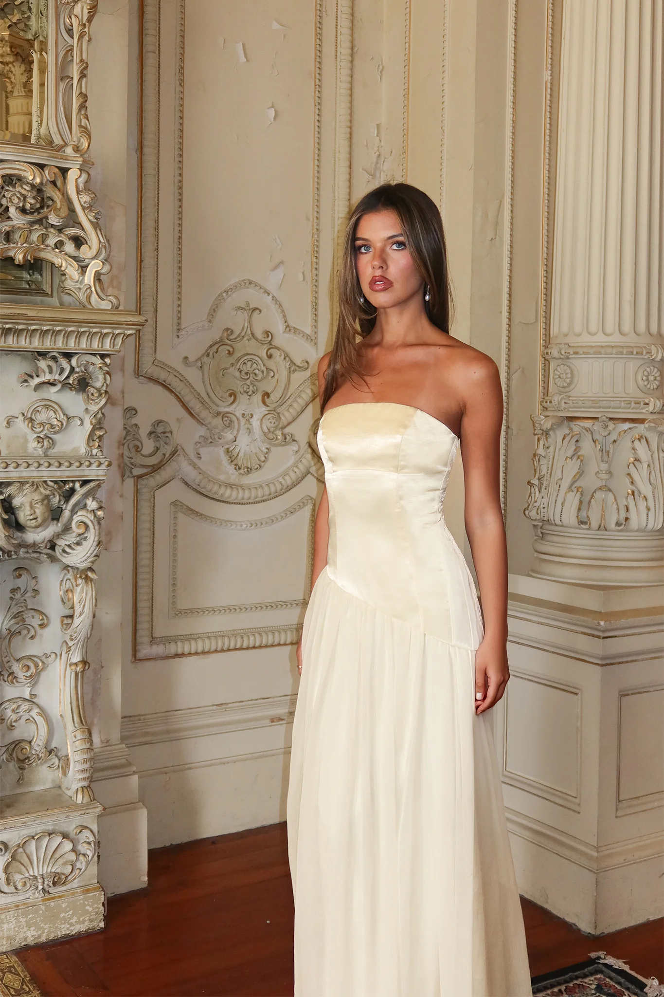 Karielle Asymmetric Drop Waist Maxi Dress Butter