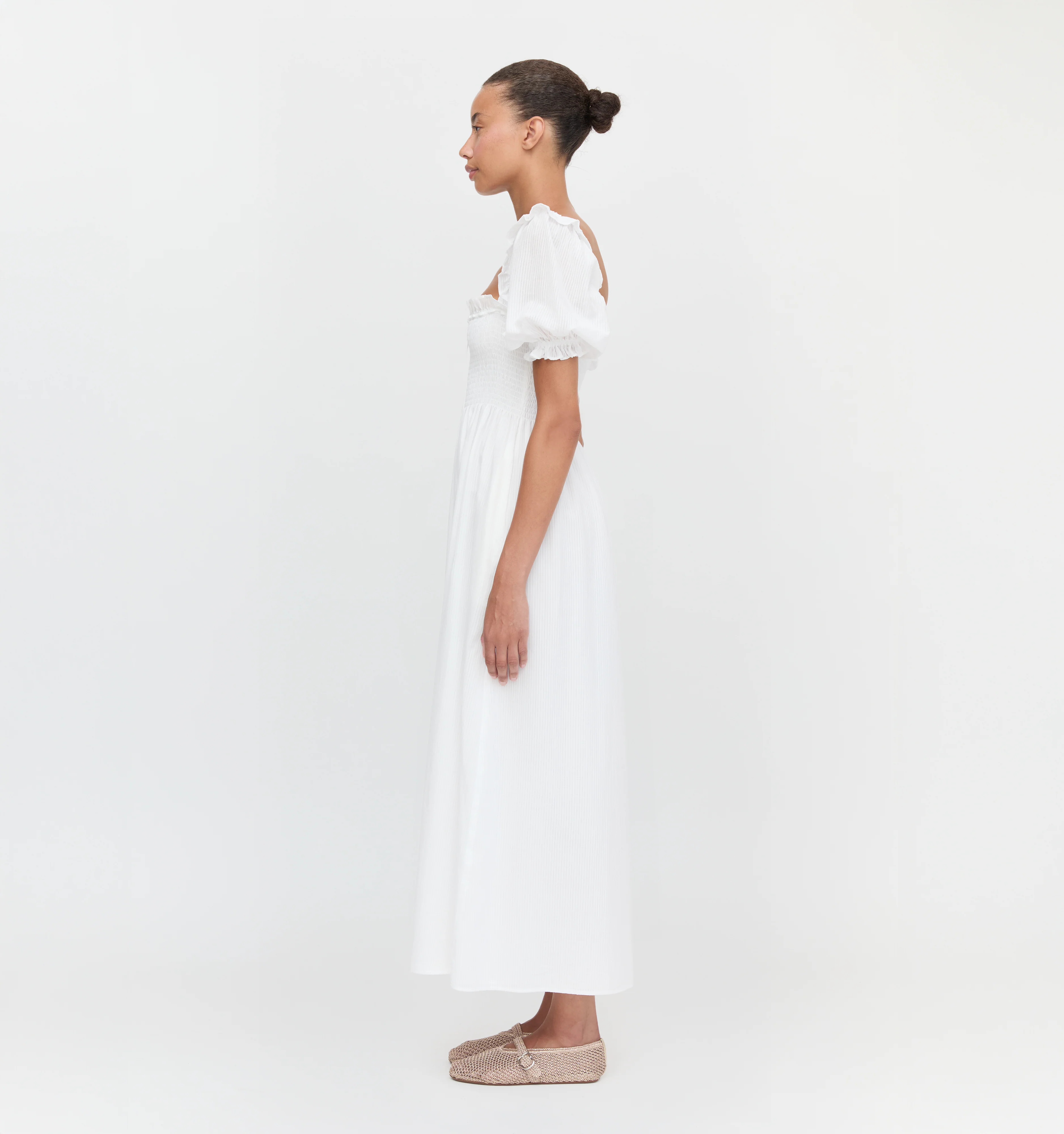 The Scarlett Nap Dress - White Shadow Stripe