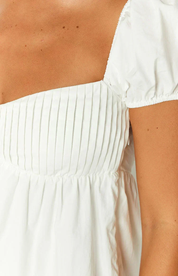 Joey White Puff Sleeve Mini Dress - luluinthesky