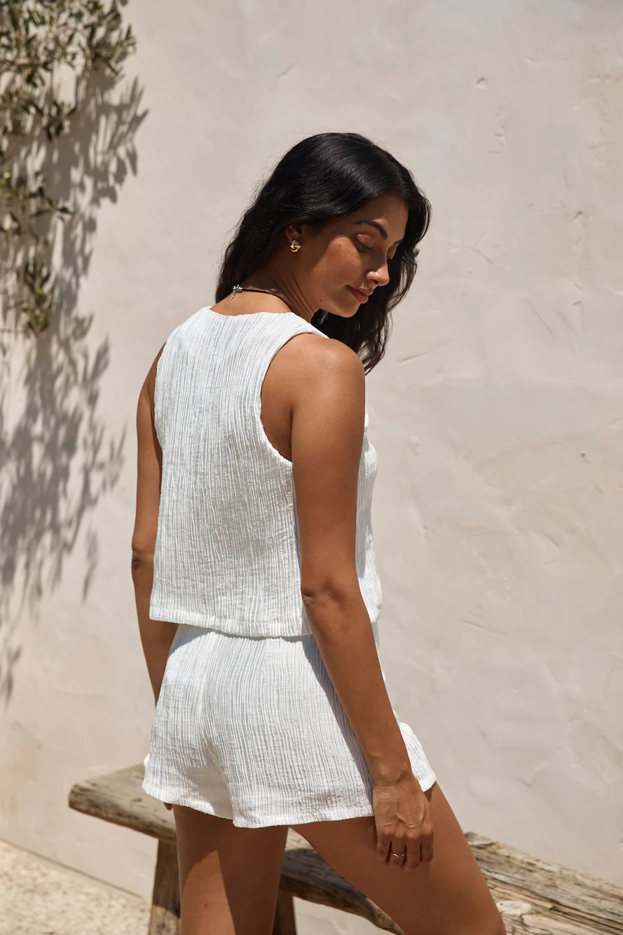 Pearlescent Jewels Crop Top White
