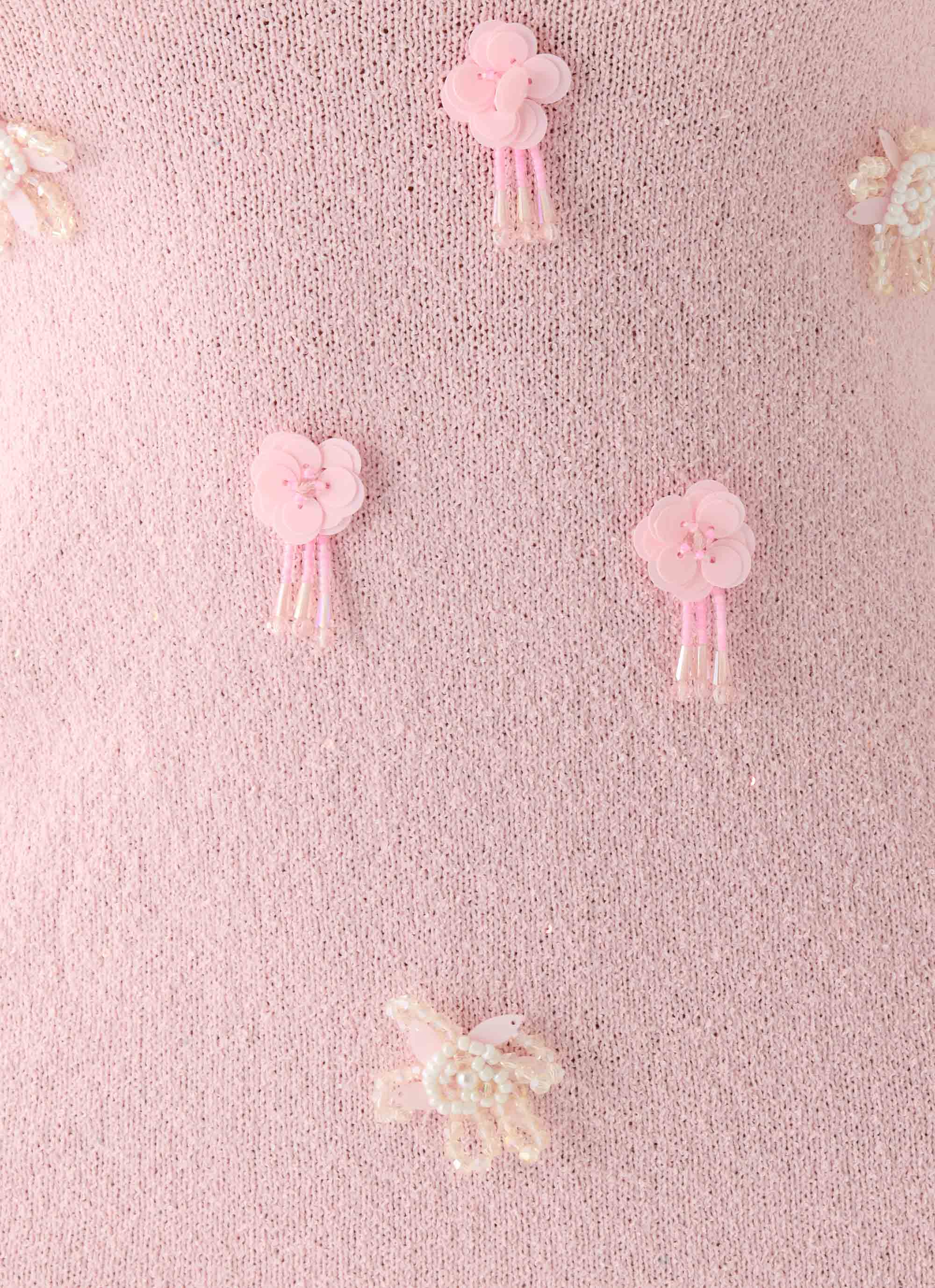 Roa Embellished Knit Mini Dress - Pink - luluinthesky