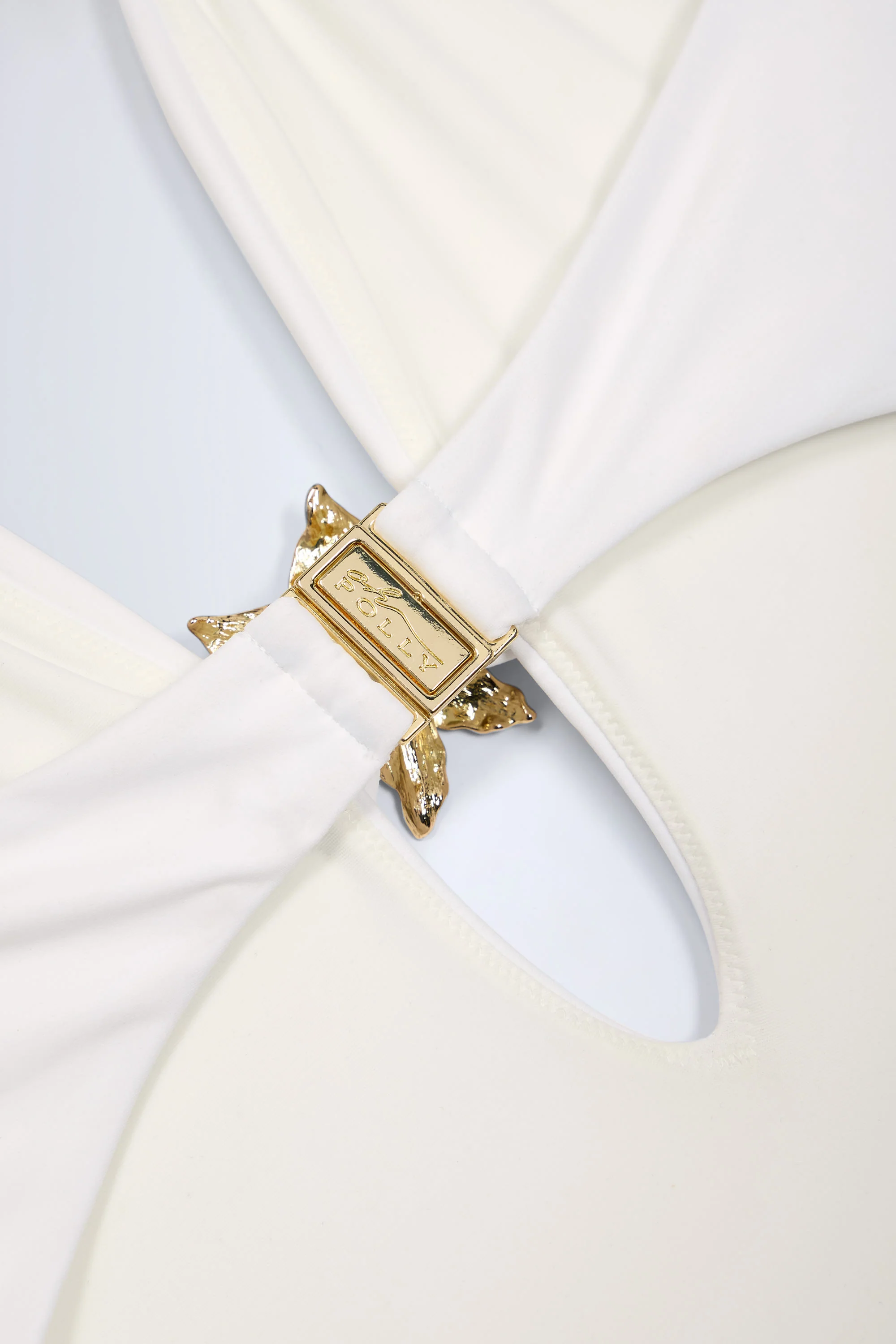 Cut-Out Hardware-Detail Swimsuit in White