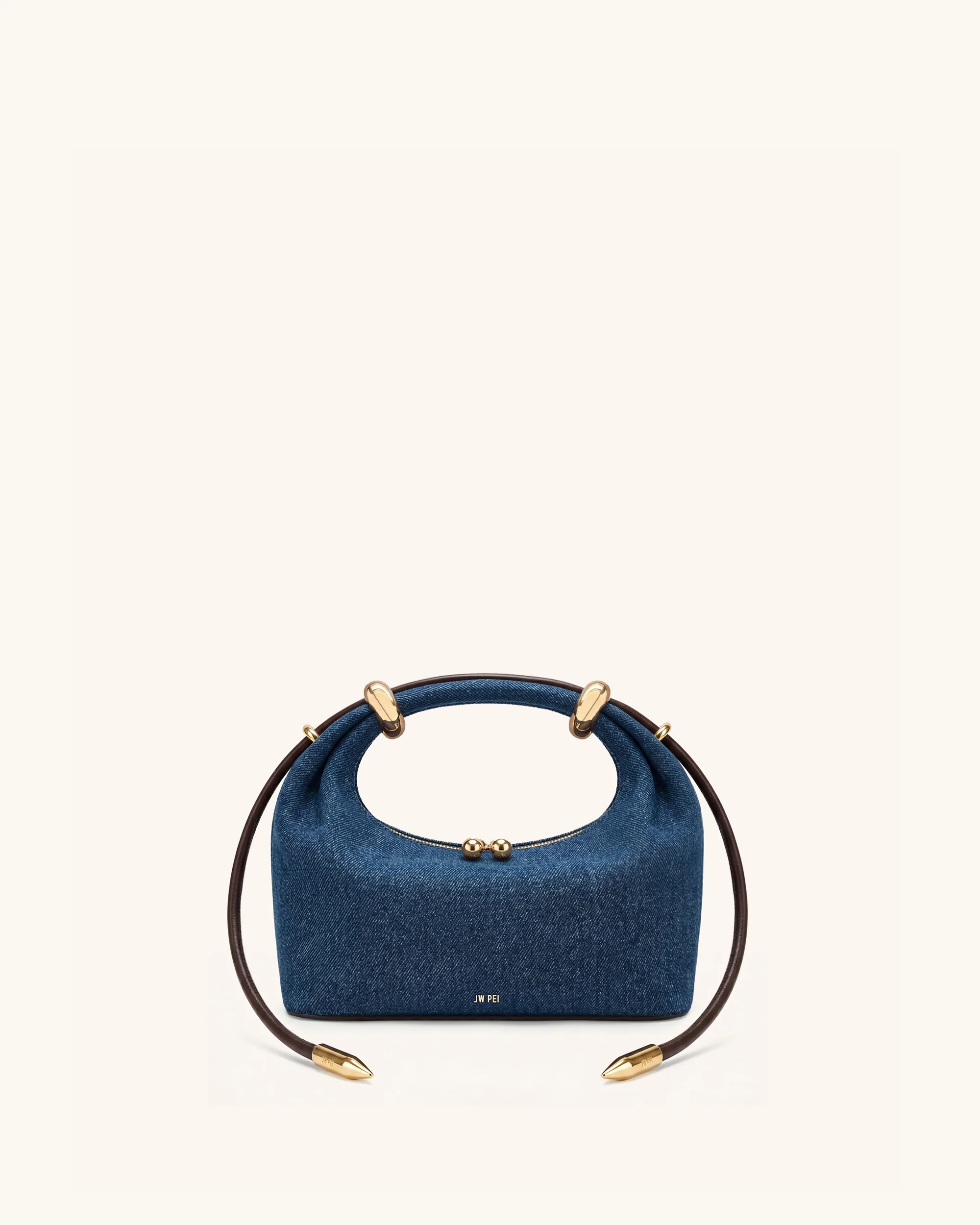 Ellie Metal Ring Embellished Top Handle Bag - Blue Denim