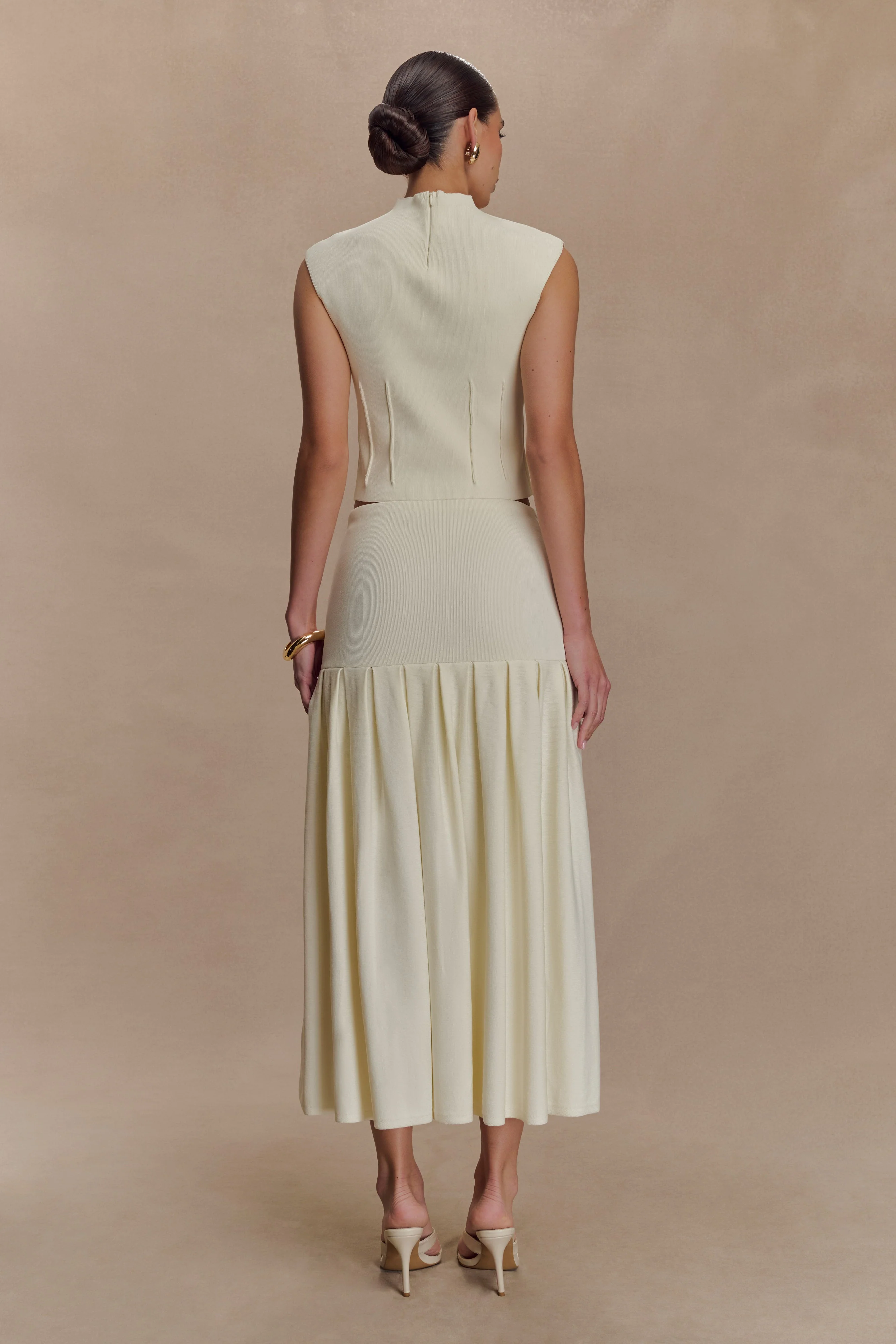 Romaine Bandage Knit Midi Skirt - Ivory