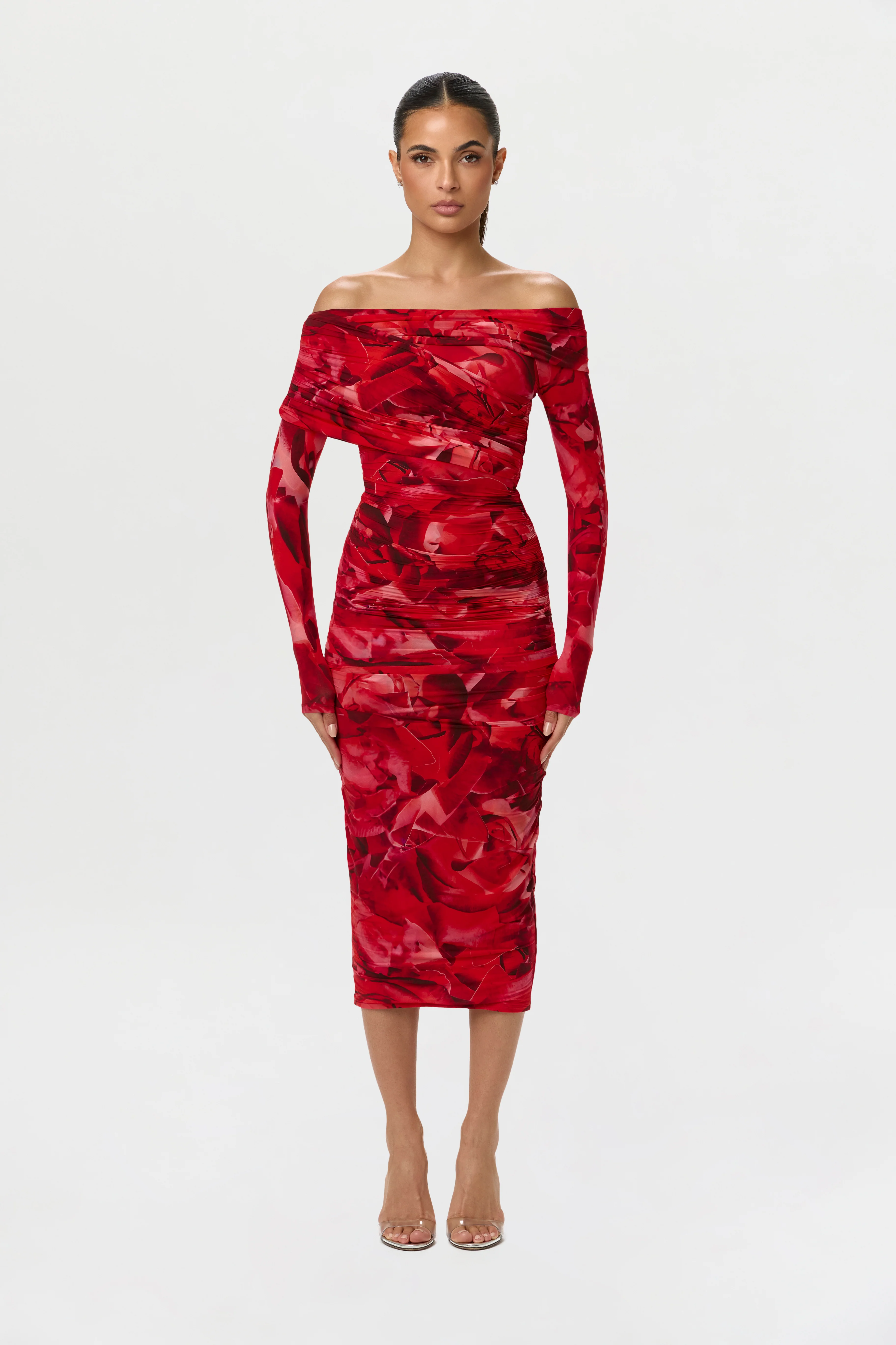 Bare Body Off-Shoulder Midi Dress