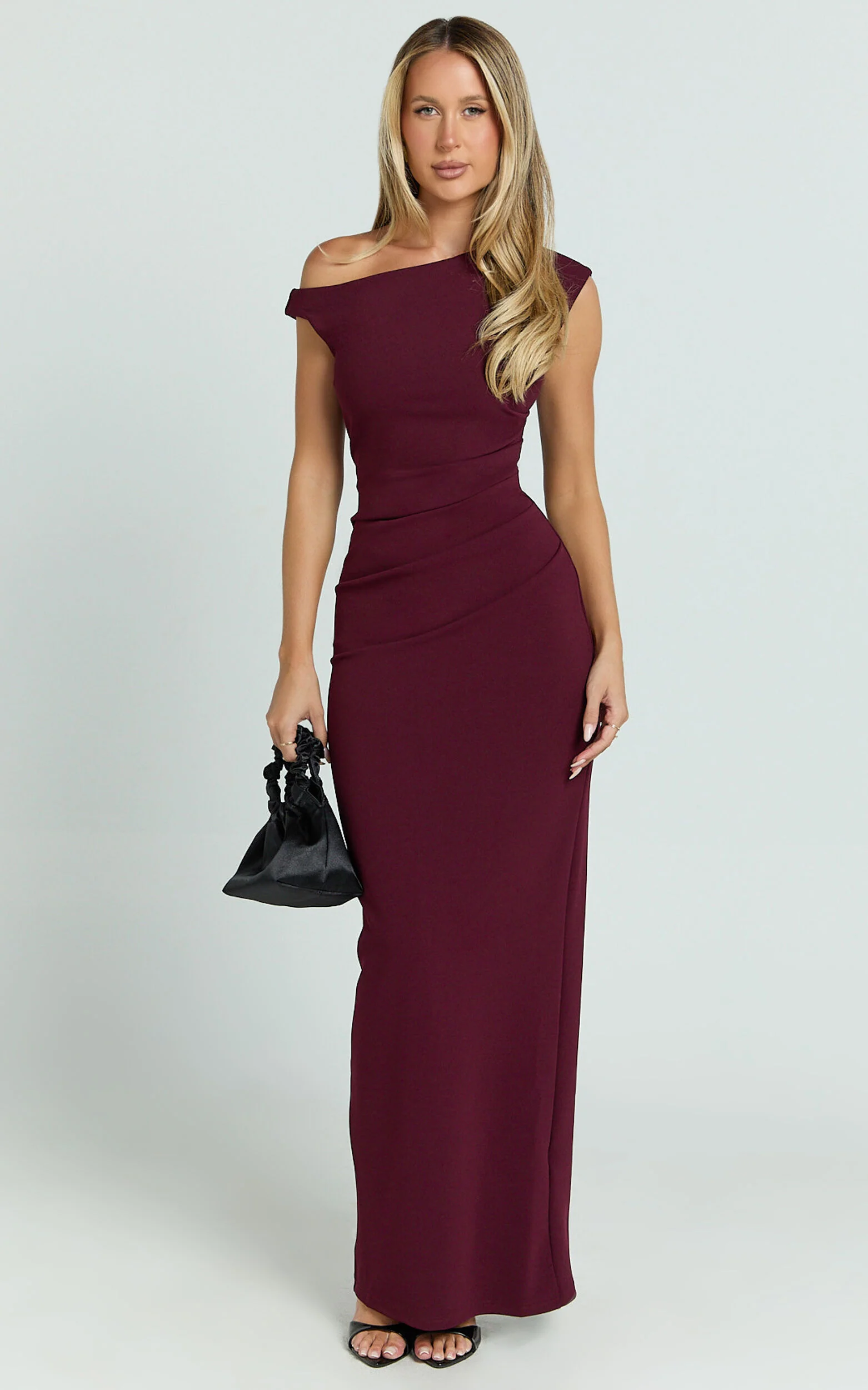 Genie Maxi Dress - Off The Shoulder Dress in Wine