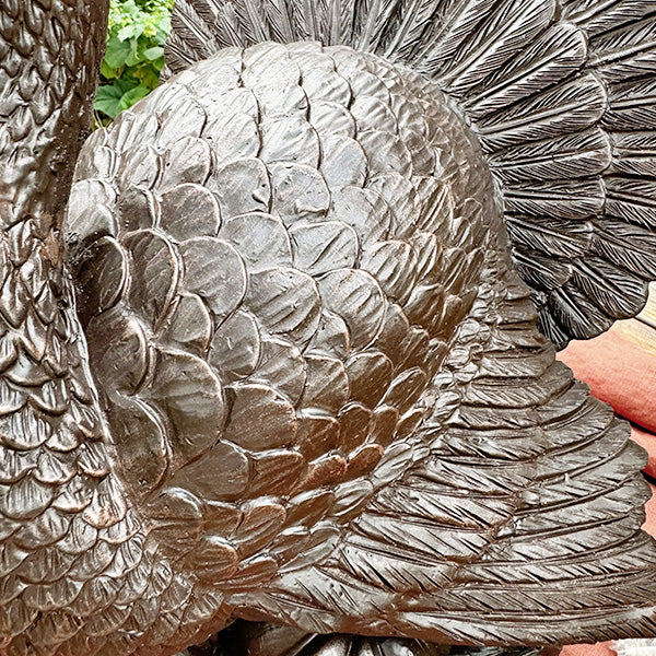 16 Inch Antique Inspired Bronze Tabletop Turkey Centerpiece
