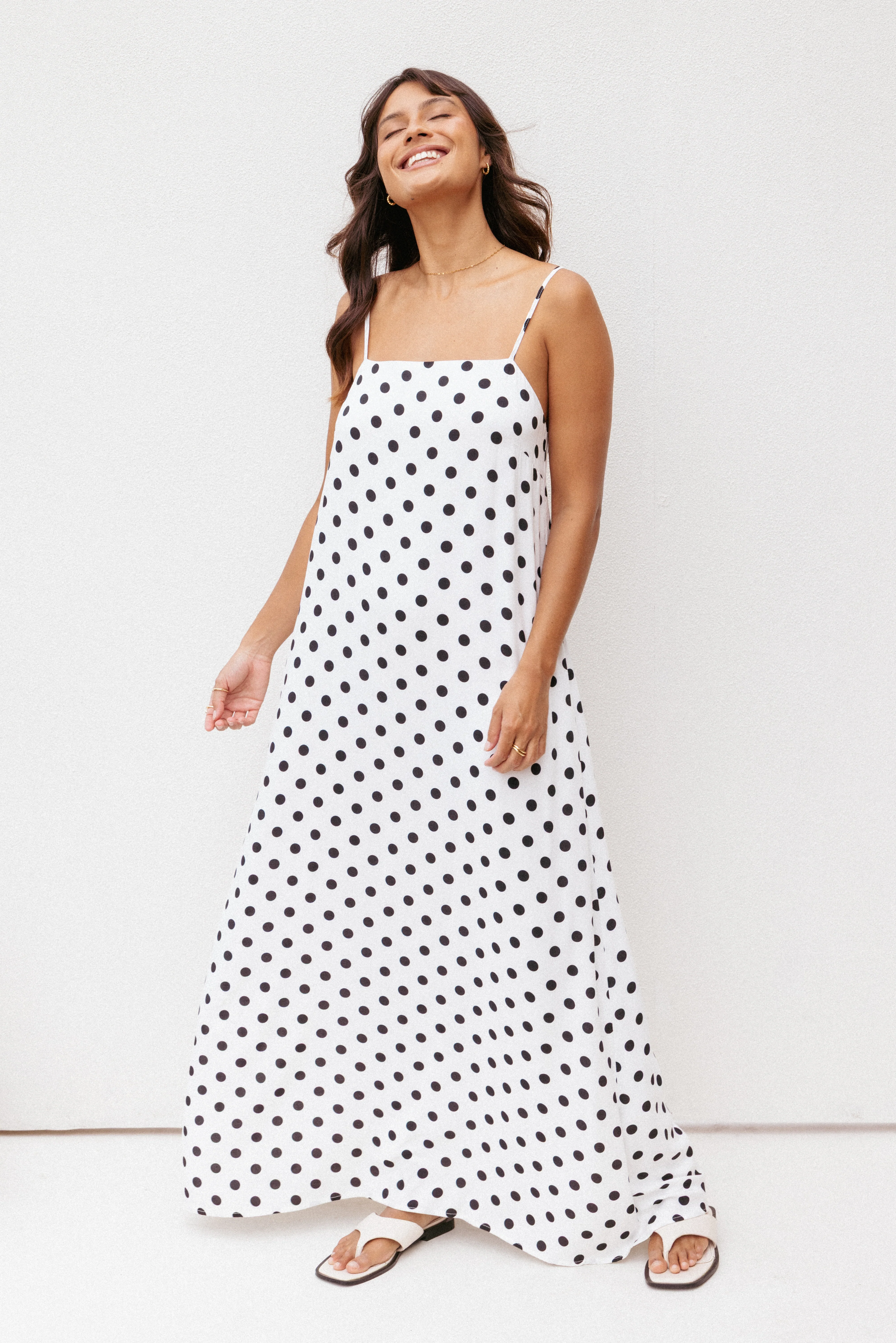 Virgo Maxi Dress - White Polka Dot