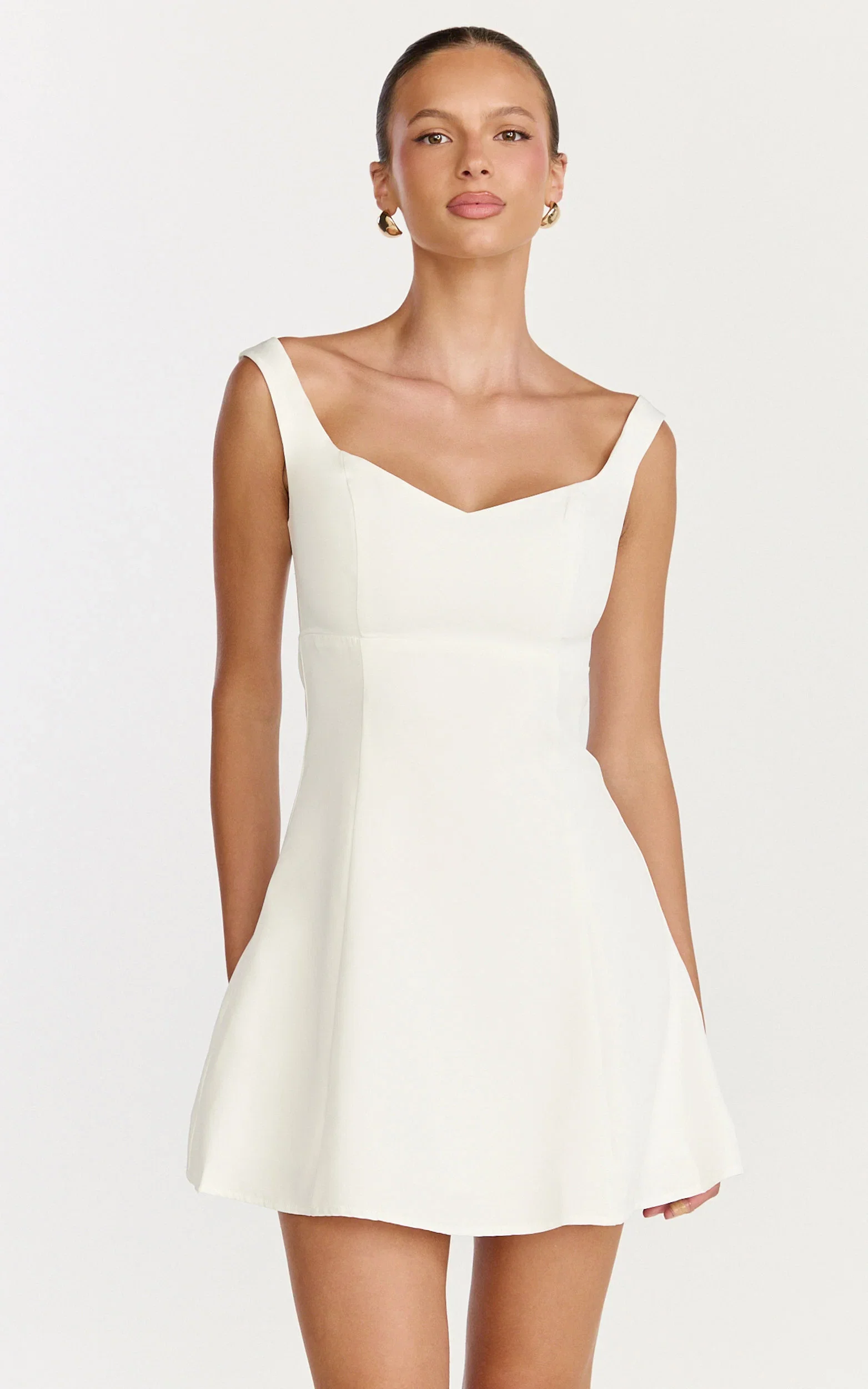 Jayce Mini Dress - Off The Shoulder A Line Dress in White