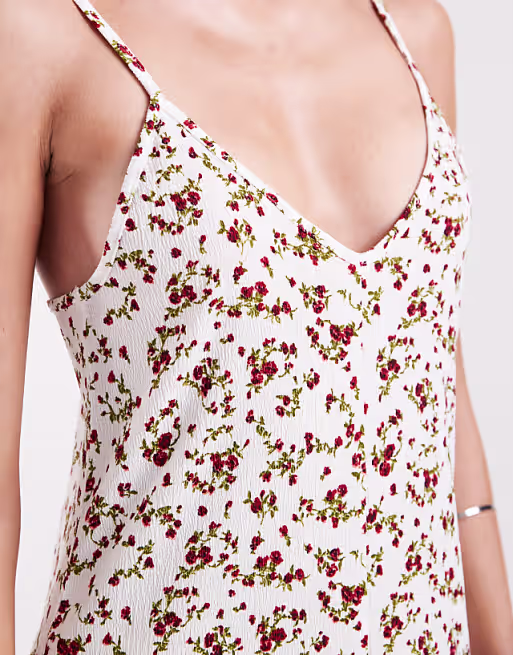 ONLY floral print cami midi dress in white