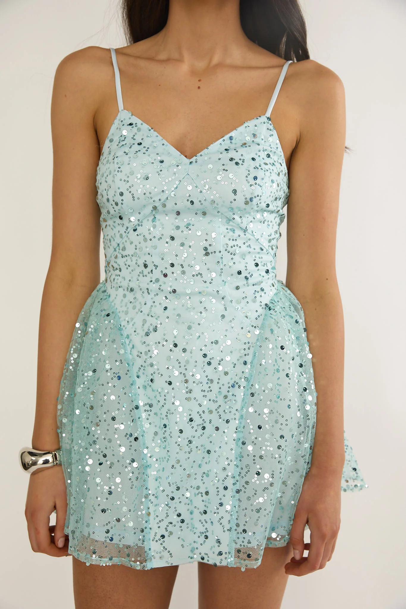 Roselisse Cami Strap Sequin Mini Dress Sage - luluinthesky
