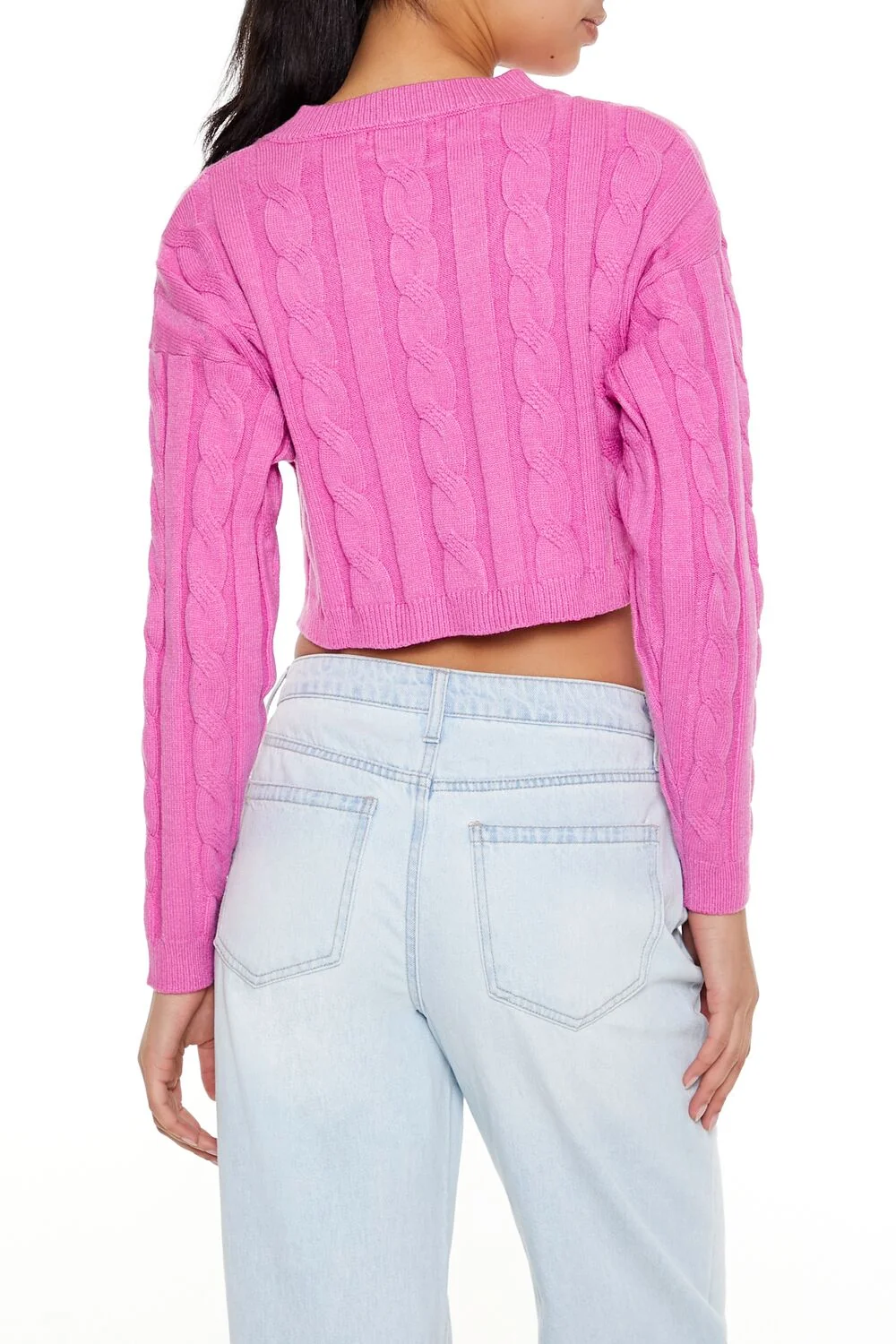 Cropped Cable Knit Sweater
