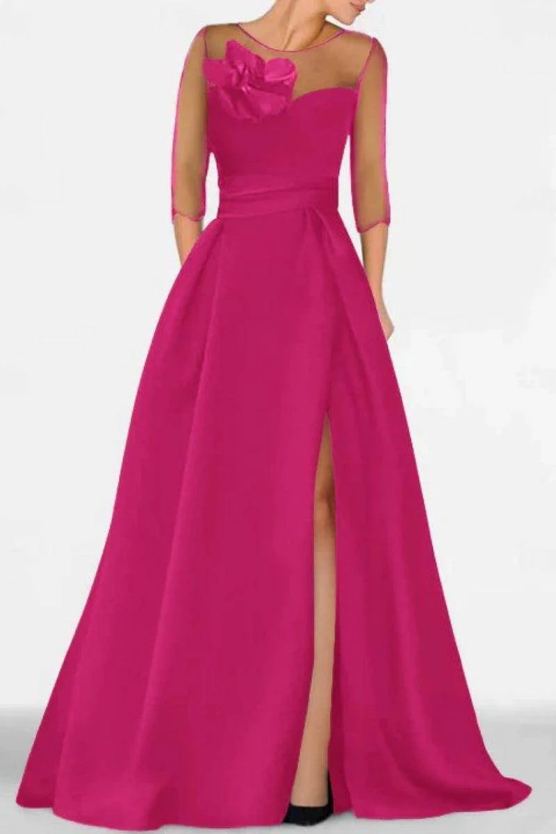 A Line Sweetheart 3/4 Sleeves High Split Mother Dresses CM0338