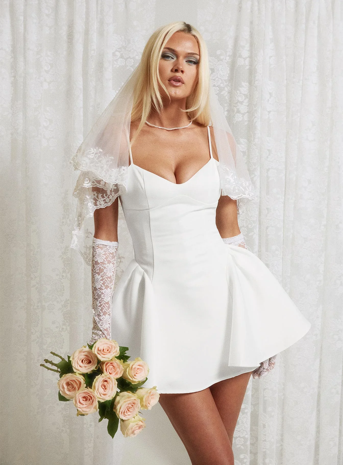 Alympia Pleat Mini Dress White - luluinthesky