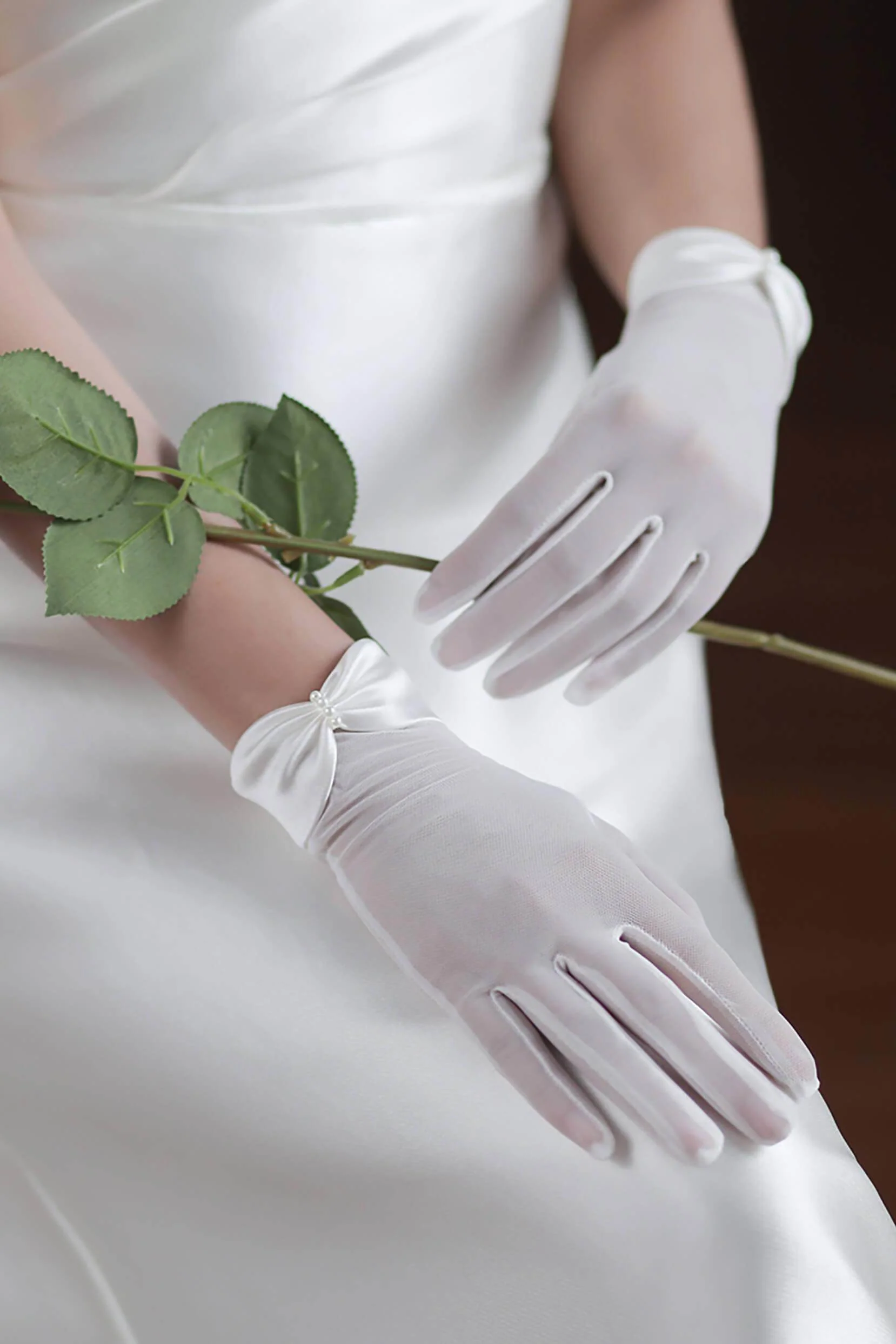 Fingertips Wrist Length Polyester Wedding Gloves CD0096
