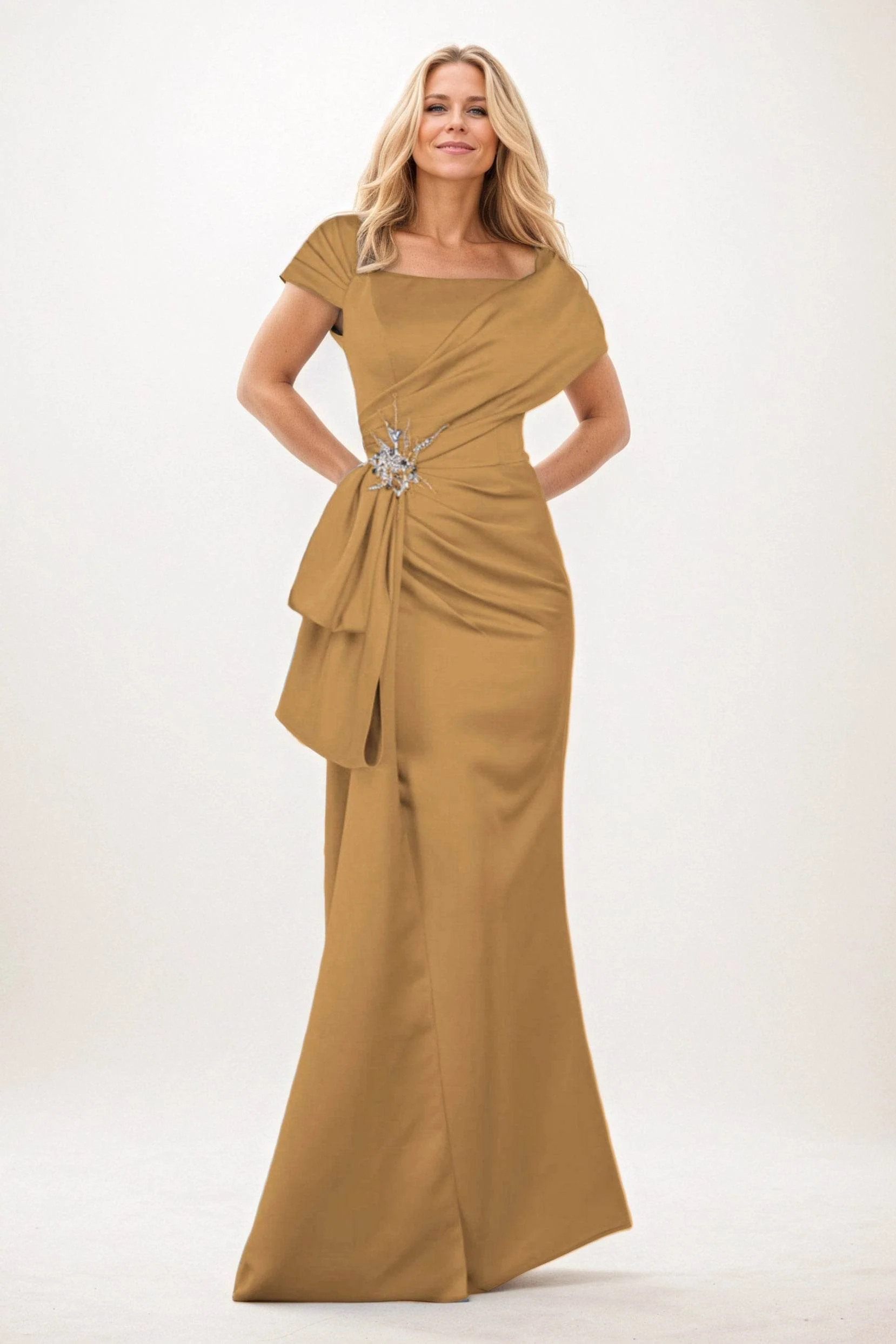 Trumpet-Mermaid Maxi Satin Mother of the Bride Dresses CM0385