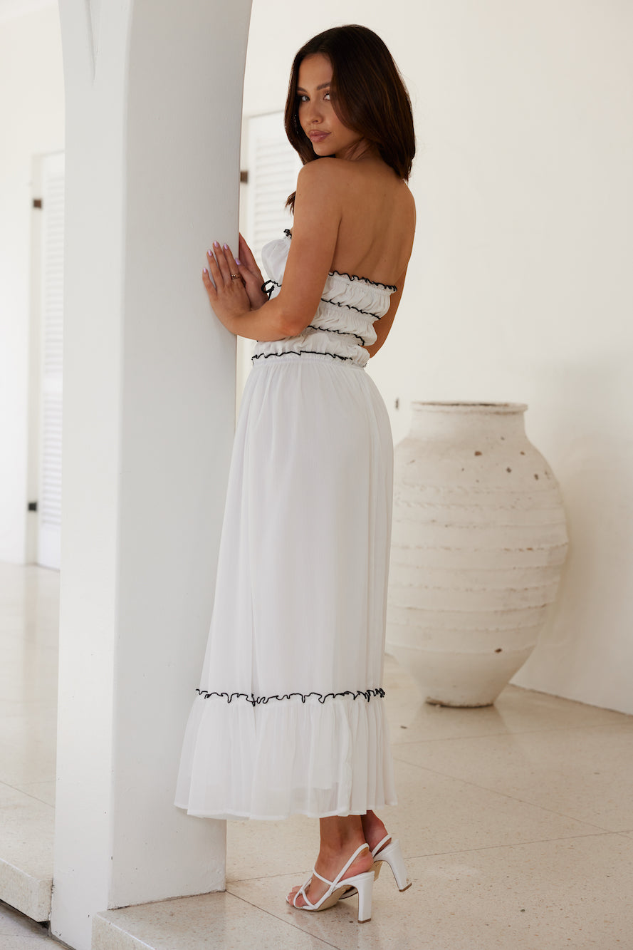 Garden Goddess Strapless Maxi Dress White - luluinthesky
