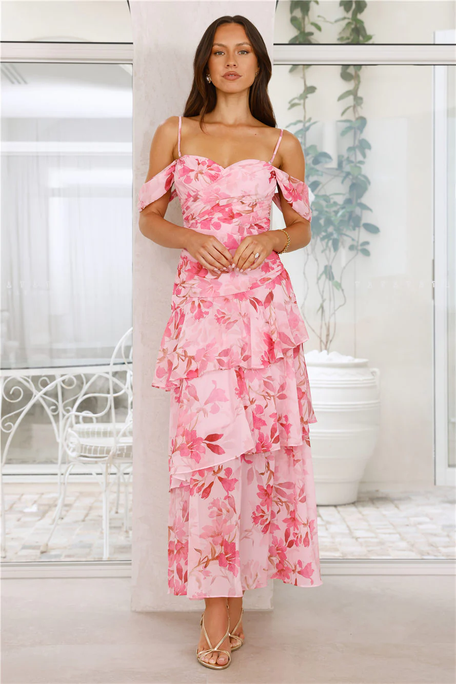 Glimmering Grace Maxi Dress Pink
