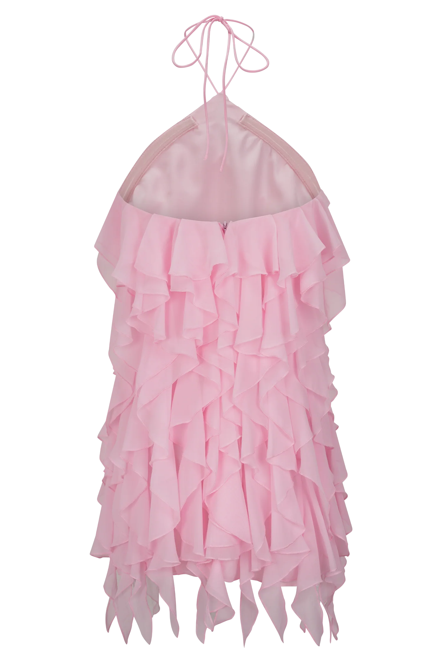 Marigold Ruffle Halter Mini Dress - Powder Pink