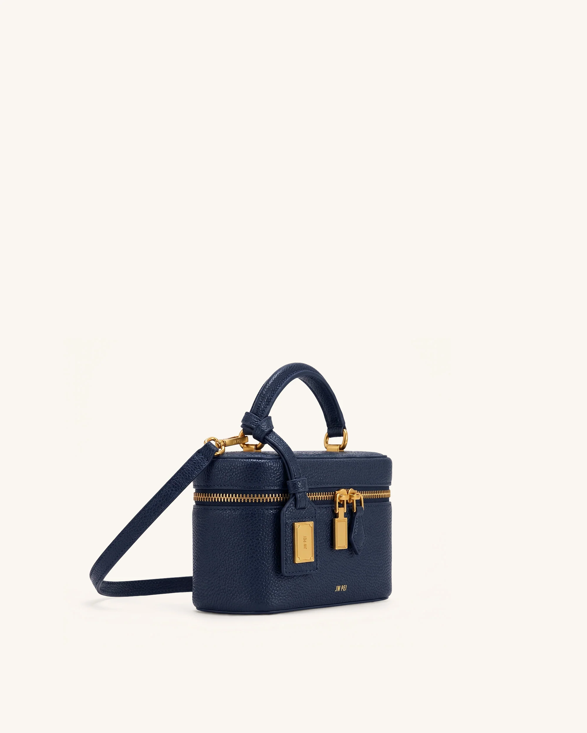 Cleo Box Shape Top Handle Bag - Navy Blue
