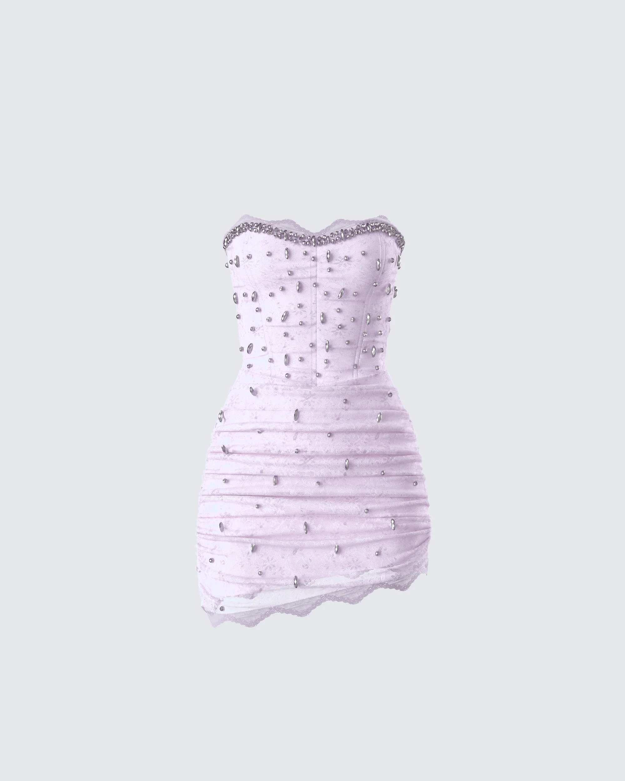Clarisse Pink Hand Beaded Rhinestone Dress