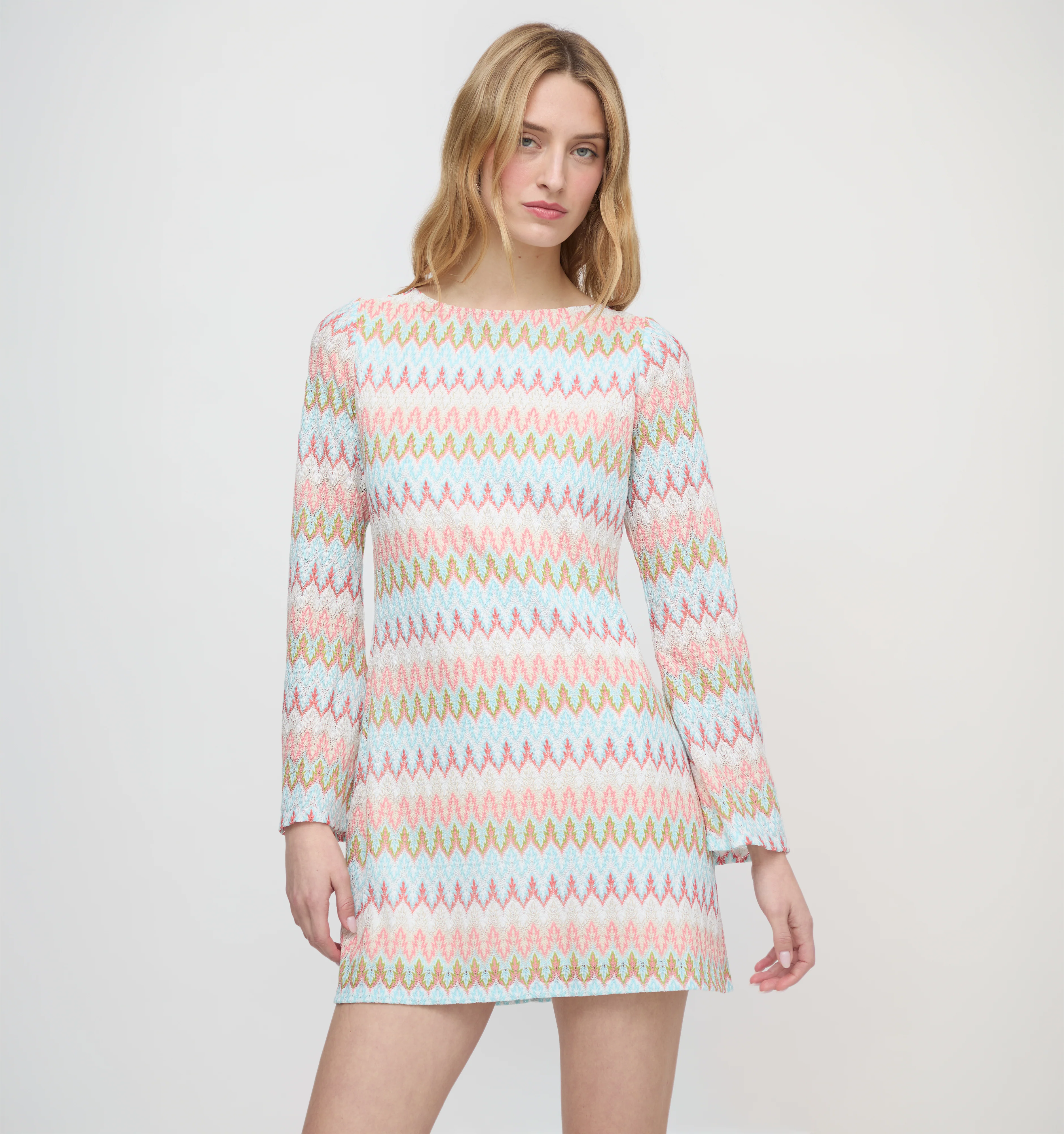 The Nathalie Dress - White Multi Smooth Shimmer Knit