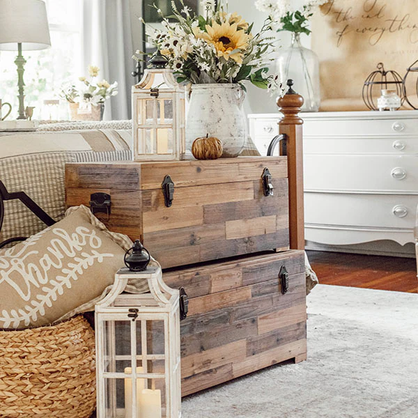 Rustic Reclaimed Wood Chests, Set of 2