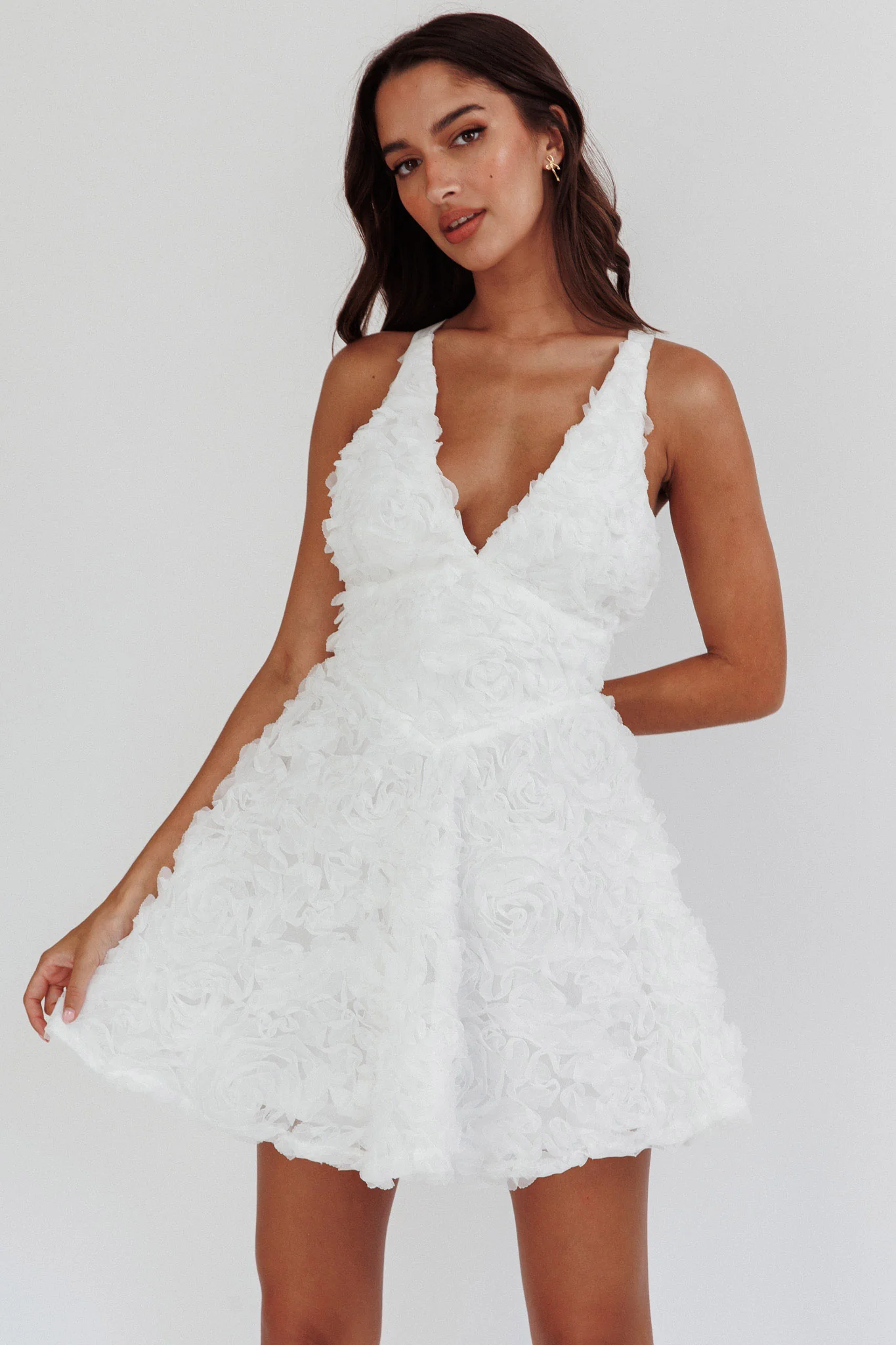 Lavalle Criss-Cross Embellished Mini Dress White - luluinthesky