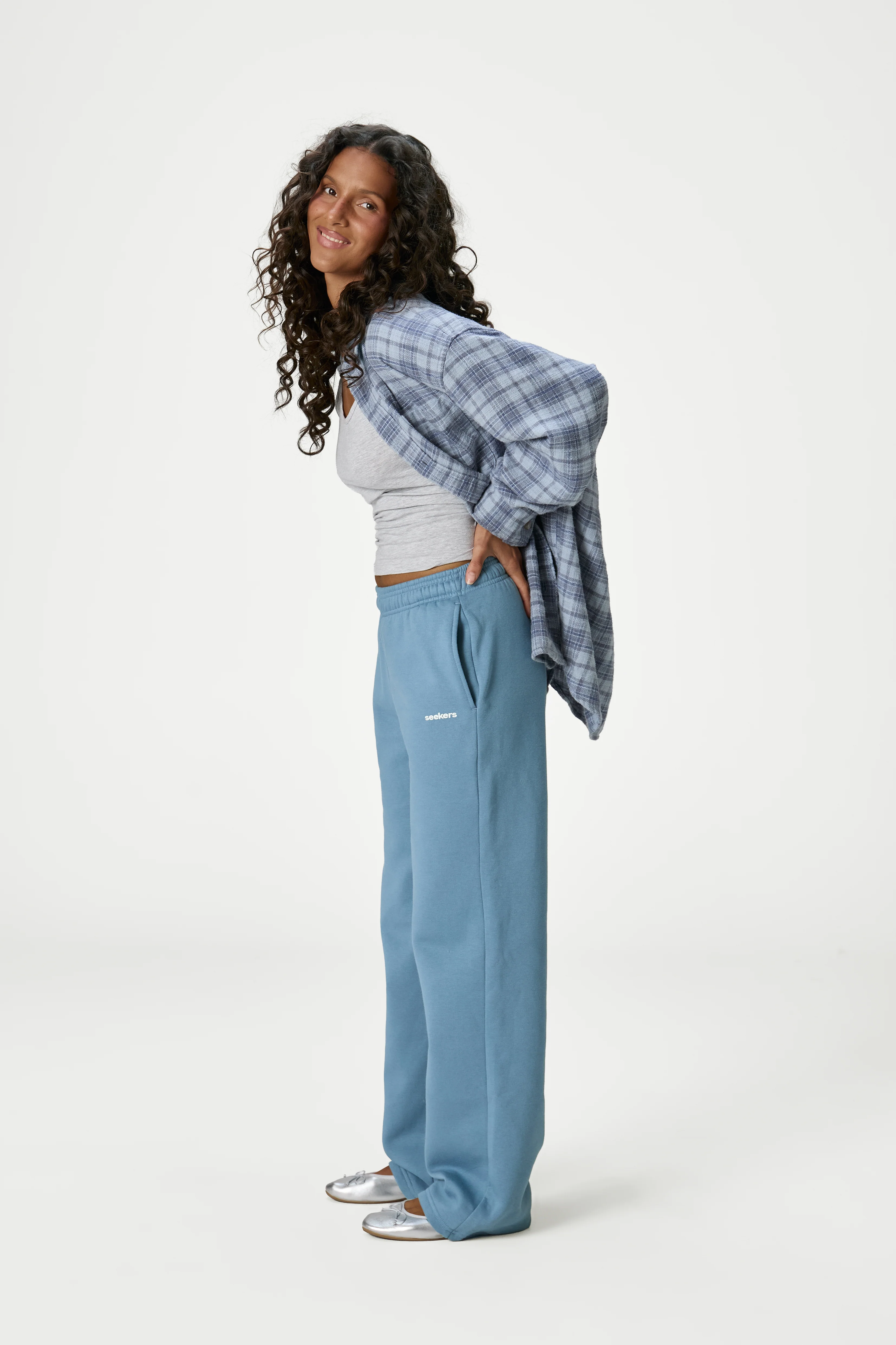 Seekers Classic Wide Leg Sweatpants in Mid Blue