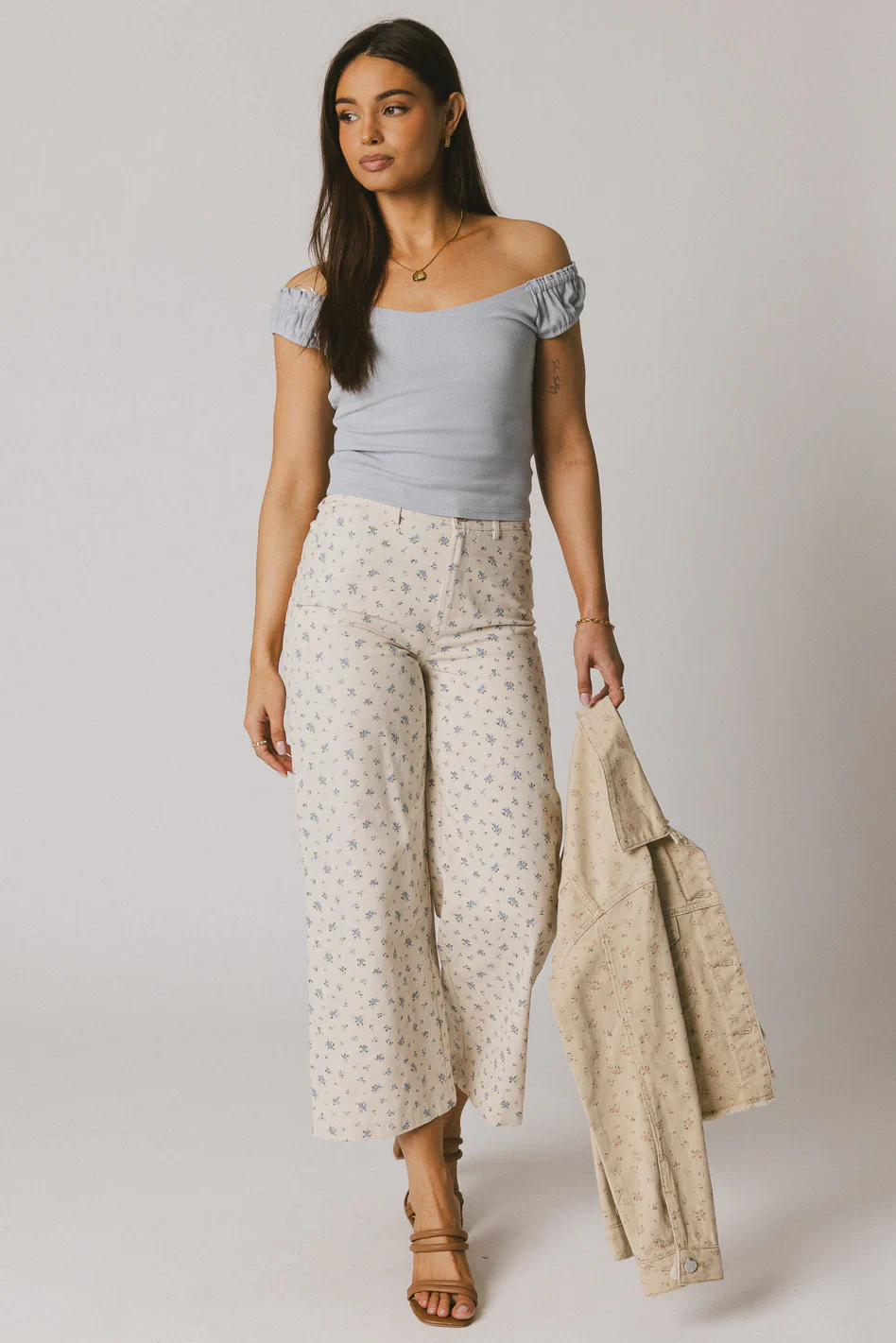 Ace Ribbed Top in Powder Blue