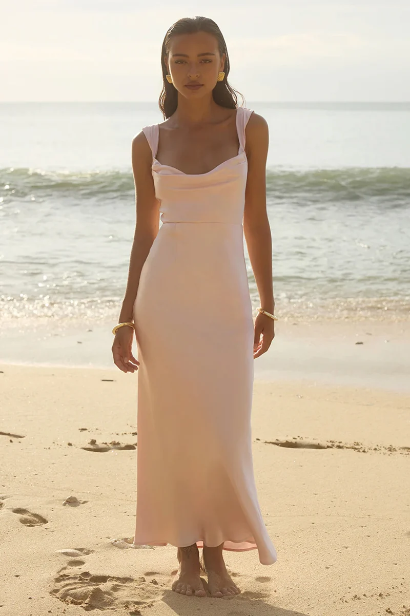 Margot Cowl Neck Satin Maxi Dress