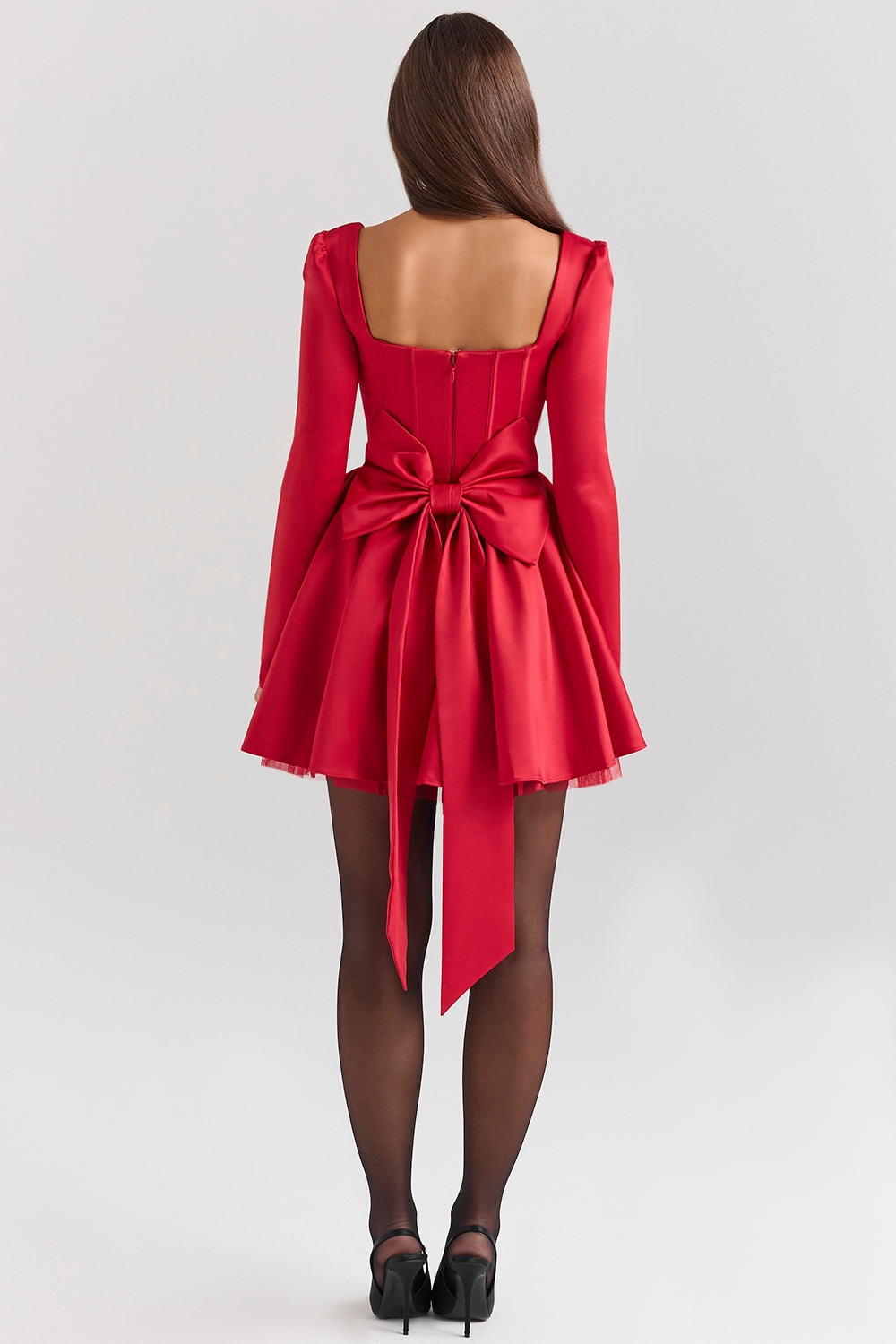 Holly Red Removable Bow Tulle Mini Dress