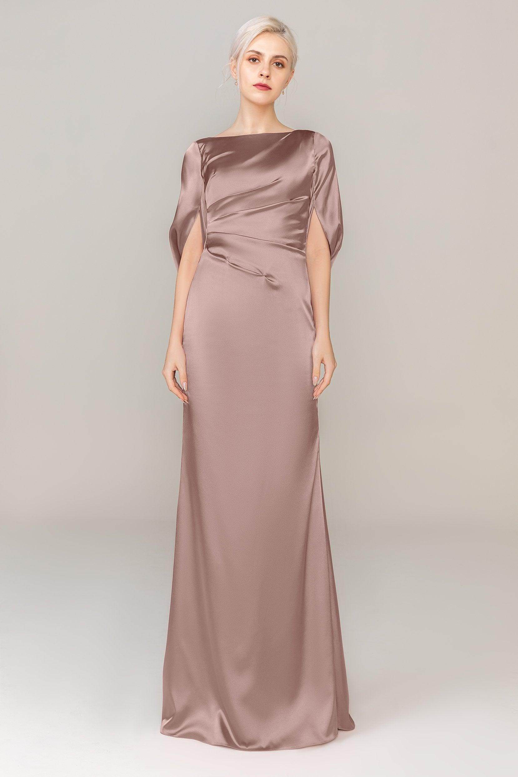 Sheath Sweep Train Luxe Satin Dress CS0314