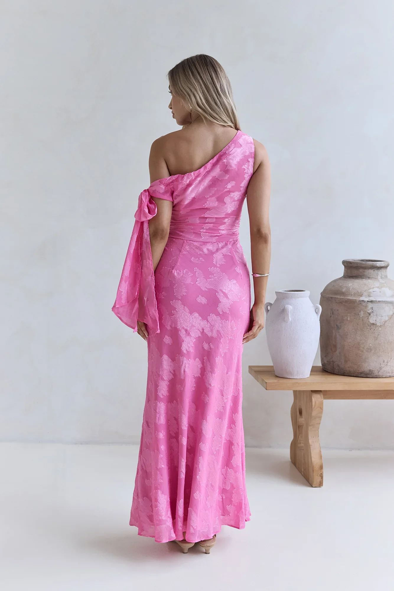 In My Heart Off Shoulder Maxi Dress Pink