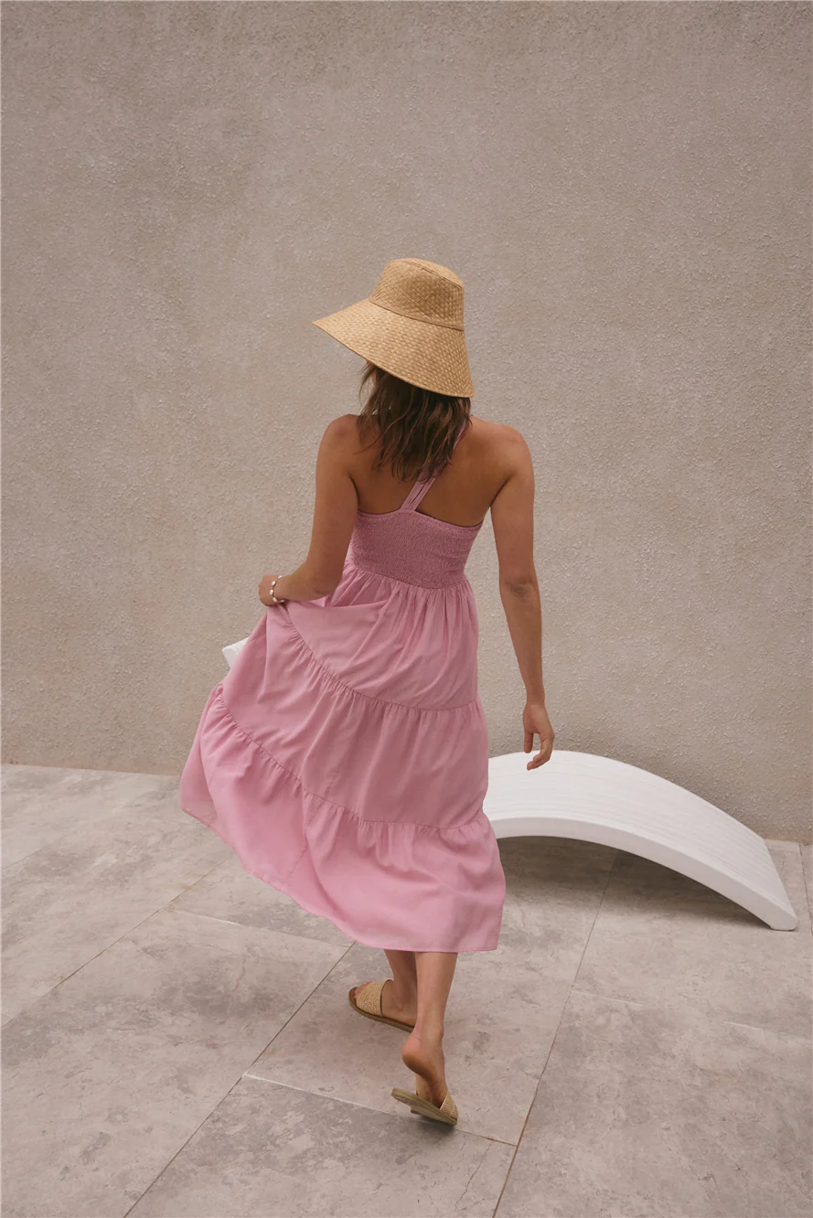 Pure Satisfaction One Shoulder Maxi Dress Pink