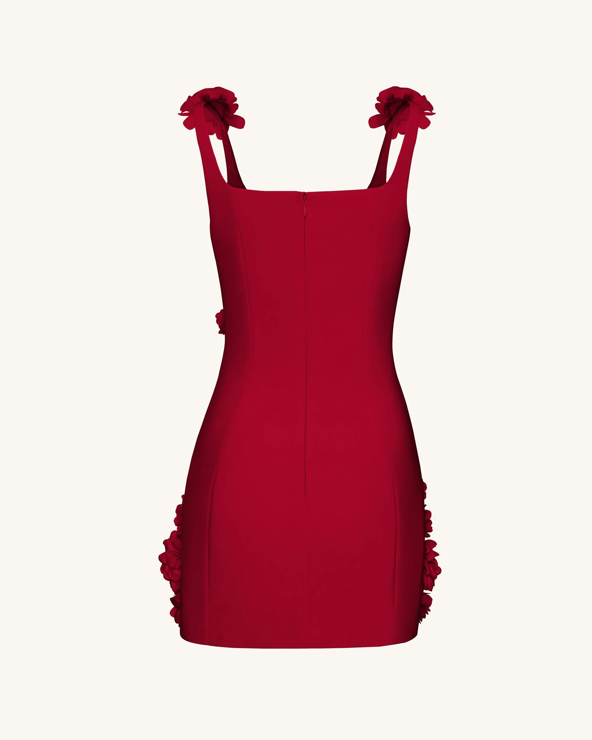 Elaina Rosette Applique Mini Dress - Red - FASHION NOB