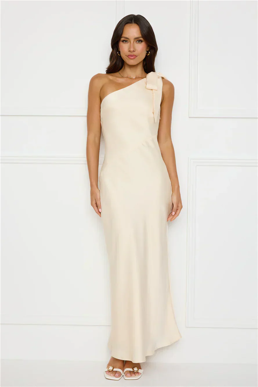 Night Of Distinction One Shoulder Satin Maxi Dress