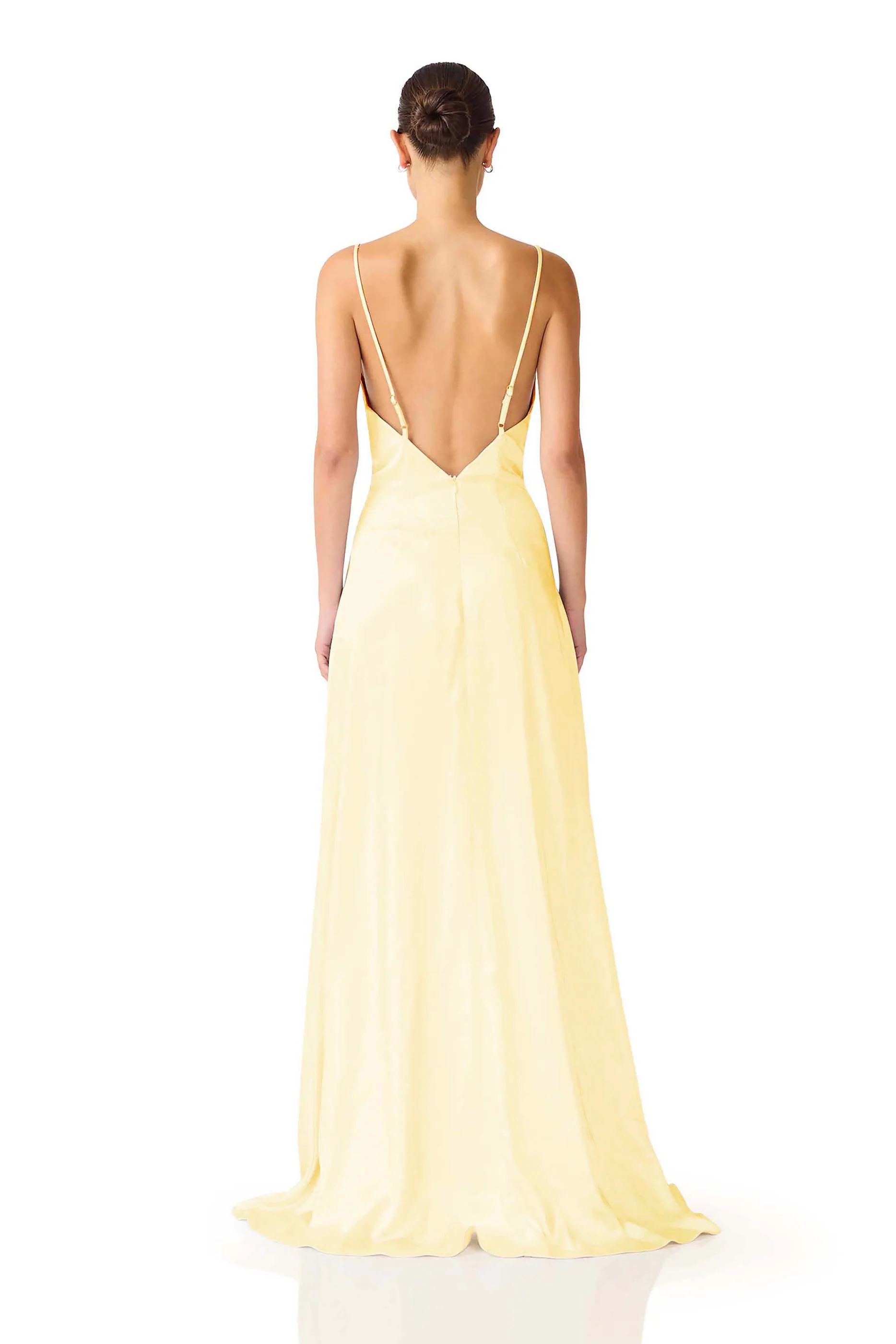 Clementine Cowl Neck Gown in Butter Yellow